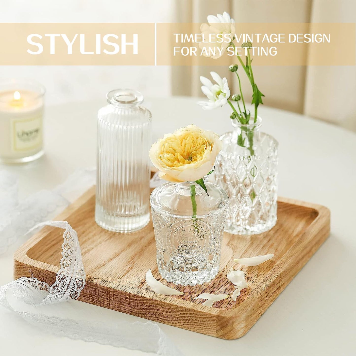 Anquephd Mini Bud Vases set of 32 As Wedding Centerpieces for Tables,Clear Bud Vases for Flowers,Small Flower Vases Suitable for Birthday Party,Anniversary,Wedding Reception,Baby Shower (Clear, 32PCS)