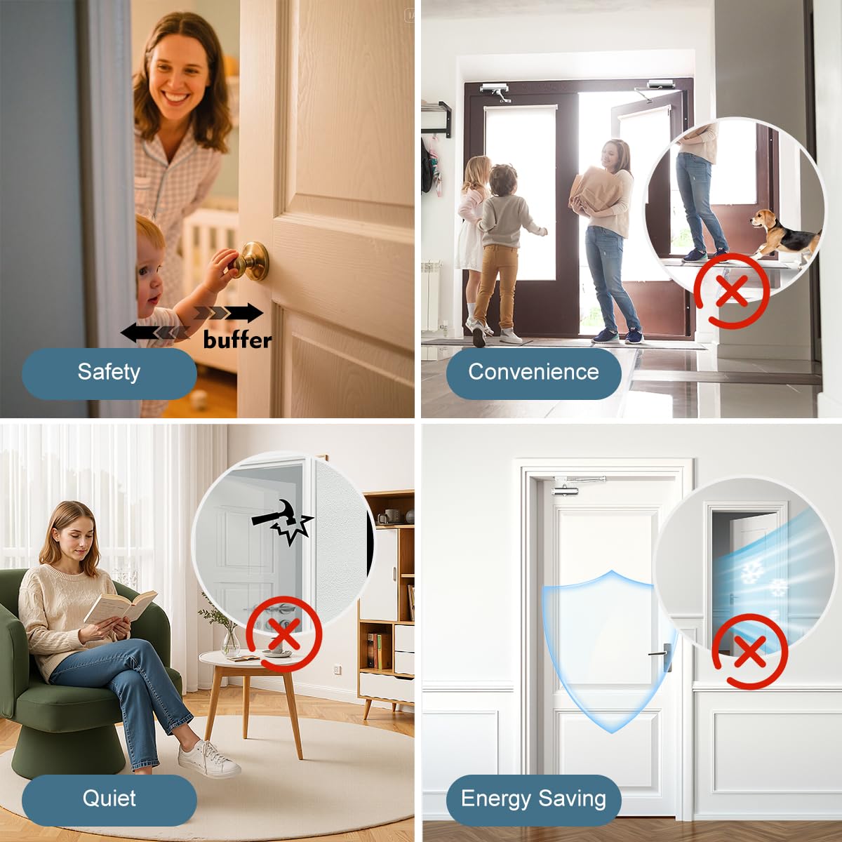 Onarway Door Closer / Closure Adjustable Automatic Size 3 Spring Hydraulic Aluminum Alloy Body for Residential and Light Commercial Use for Door Weights 99~132 Lbs, Easy Install