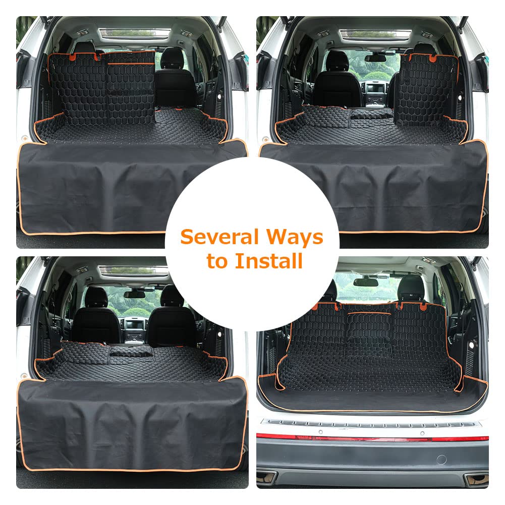 KYG Dog Cargo Liner SUV with Bumper Flap Protector, Waterproof Pet Trunk Cover Oversized 135x230cm Nonslip Cargo Cover Large Pocket, Universal Fit