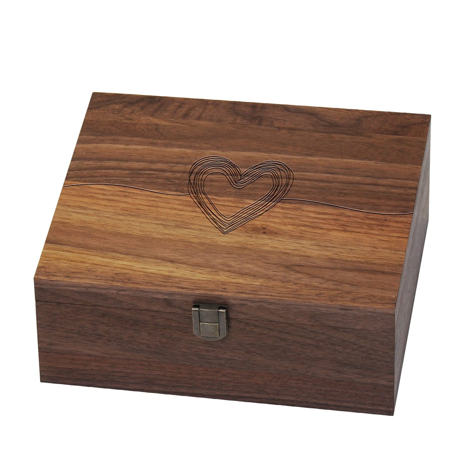 Wiaee Heart Laser Cut Wood Keepsake Box, Memory Box for Keepsakes Large, Wooden Storage Box with Hinged Lid Valentines Day Gifts for Him/Her, Anniversary, Wedding, Memory, Baby Shower Wooden box