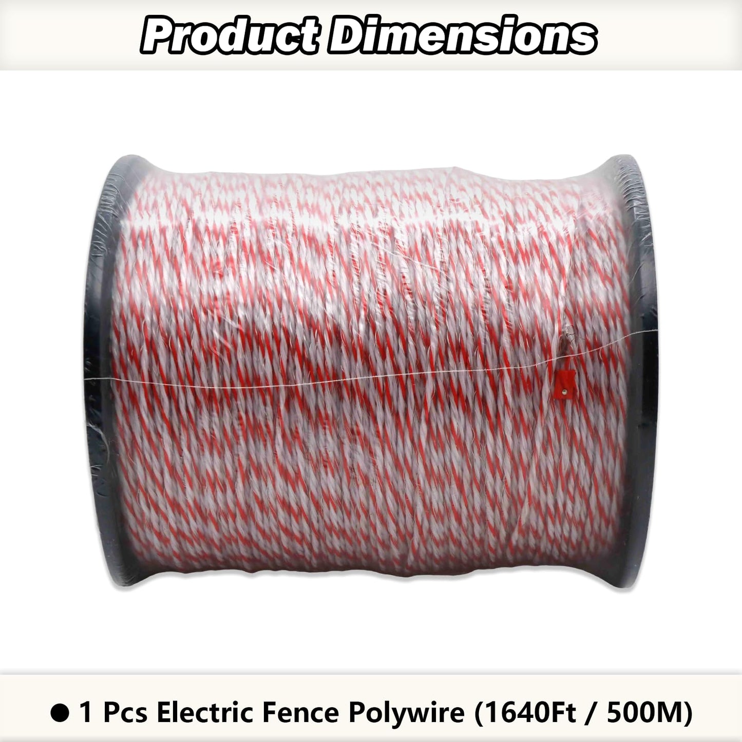 Electric Fence Polywire 1640 Feet 500 Meters, 9 Stainless Steel Strands for High Conductivity, UV & Rust Resistant Portable Electric Fencing Rope for Livestock, Horses, Goats, Dogs, Wildlife Control
