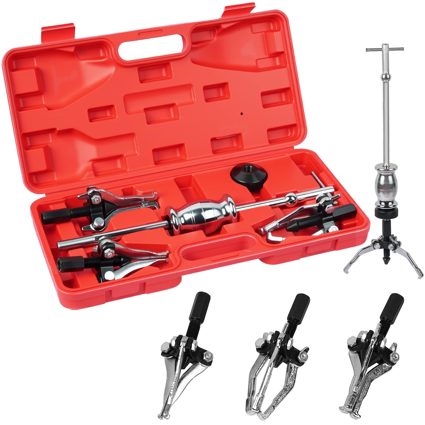 DAYUAN 3 Jaw Slide Hammer Puller Set, 5pcs Universal Internal External Gear/Bearing Puller for Pulling Out Gears Bearings