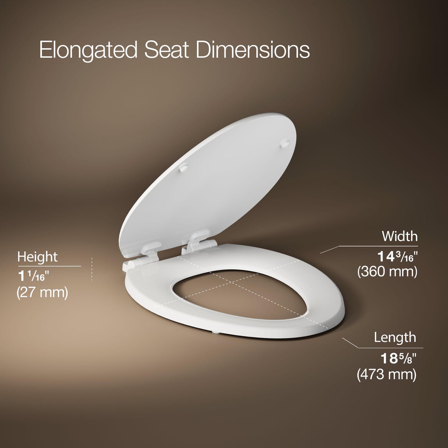 Kohler Stonewood Toilet Seat, Quiet-Close Elongated, Slow Close, Wooden Toilet Seat