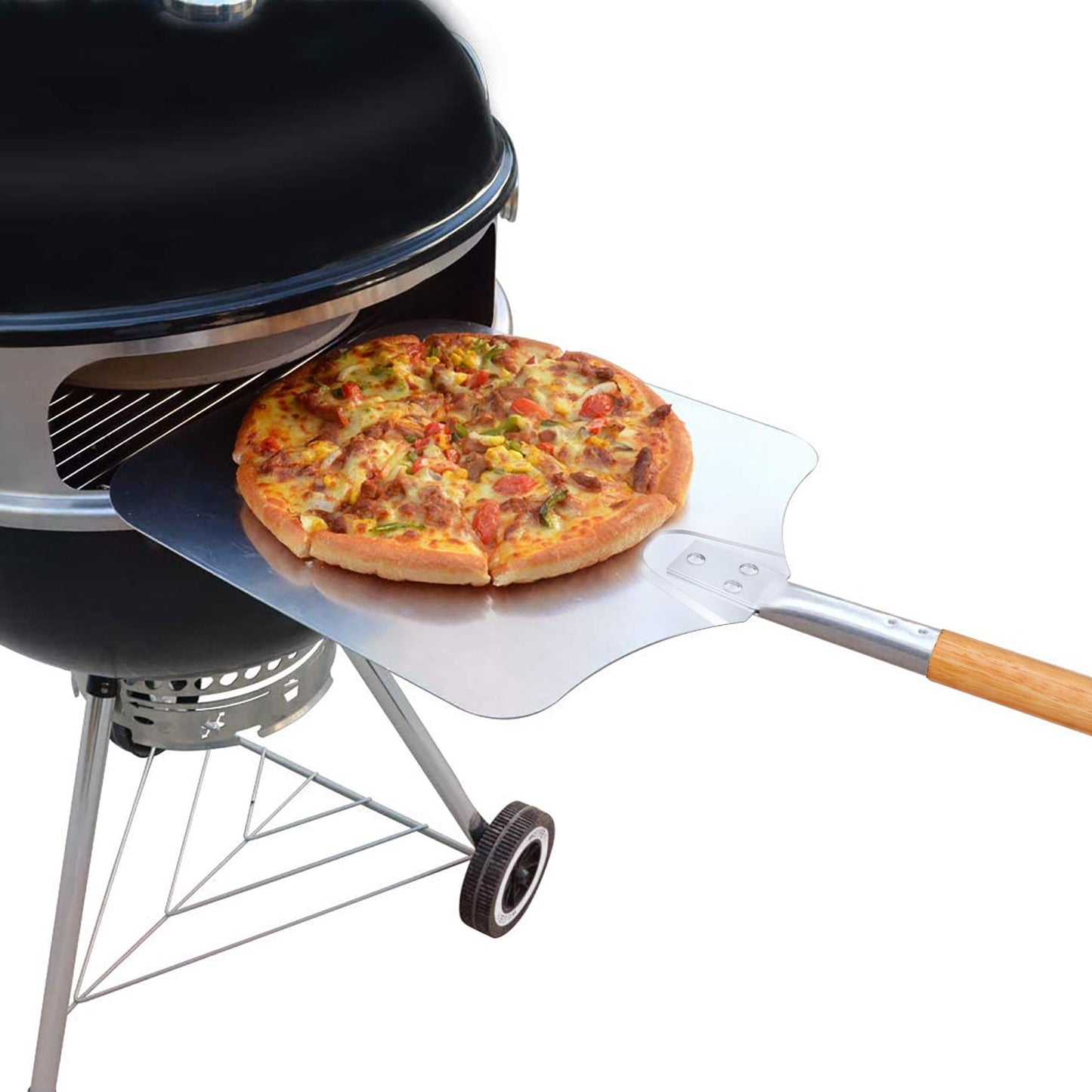 Onlyfire Pizza Tool Kits - Pizza Stone, Pizza Peel with Wooden Handle, Pizza Cutter and Spatulas, Good for Cooking, Baking Pizza, Cookies, Bread on Grill/Oven