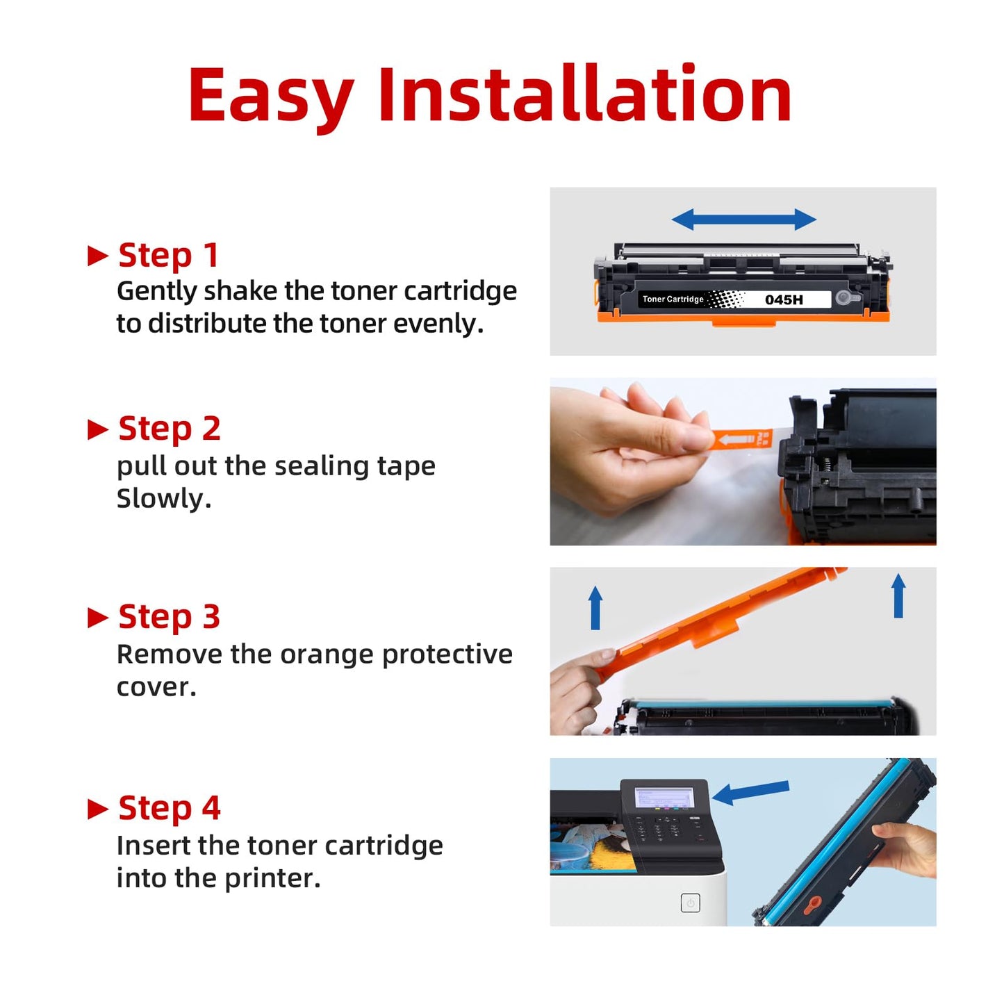045H Toner Cartridge Replacement for Canon 045 045 H CRG-045 Work with Canon Color ImageCLASS MF634Cdw MF632Cdw LBP612Cdw LBP613Cdw MF632 MF634 Series Printer Toner (4 Pack)