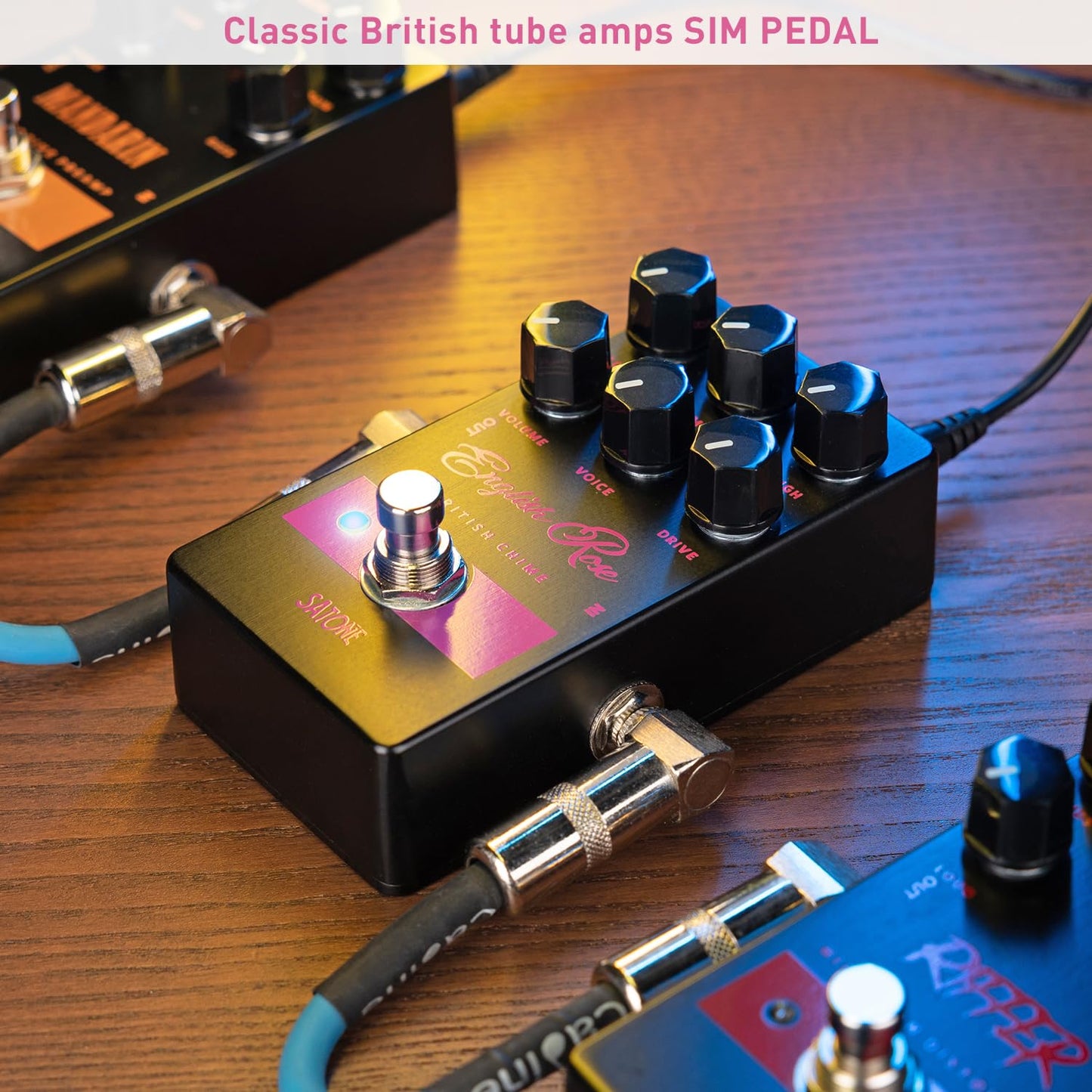 Satone S812 English Rose British Chime Overdrive Electric Guitar Effect Pedal - Bell-like Tone Transform Effect Preset Acoustic Metal Pedal with 3-Band EQ True Bypass