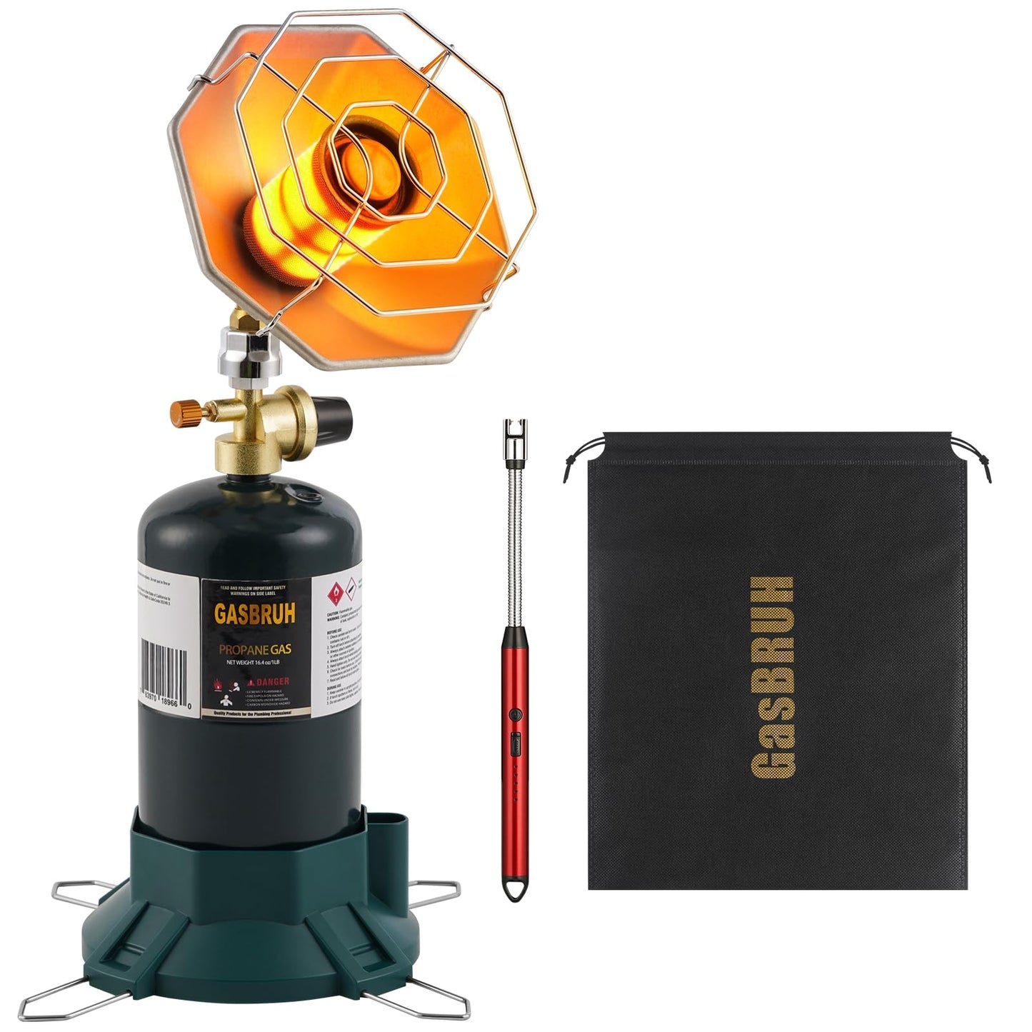 GasBRUH Portable Propane Heater with Windproof Lighter for Outdoor, Fishing, Camping, 6200BTU Outdoor Wireless Gas Heater for Camping,Tents, Hunting (TANK not Included)