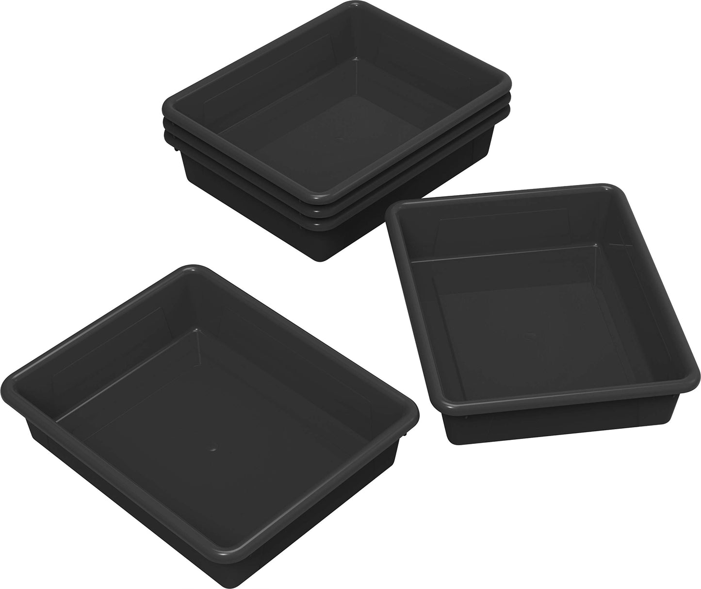 Storex Letter Size Flat Storage Tray – Organizer Bin for Classroom, Office and Home, Black, 5-Pack (62516A05C), 10 x 13 x 3 Inches