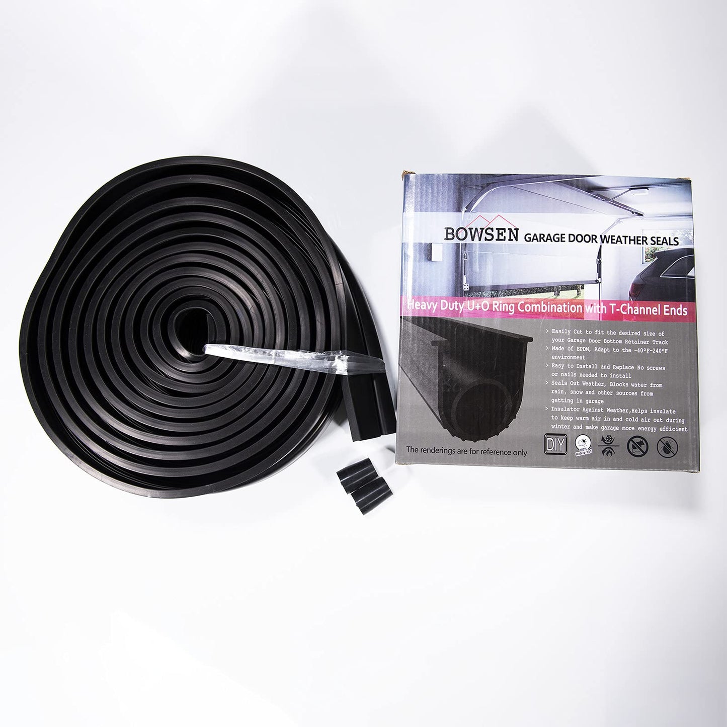 BOWSEN Garage Door Bottom Seals Weatherproof Weatherstrip Threshold Buffering Sealing High Performance EPDM Rubber Weather Resistance Gasket Black 5/16 Inch T-End,16ft Long