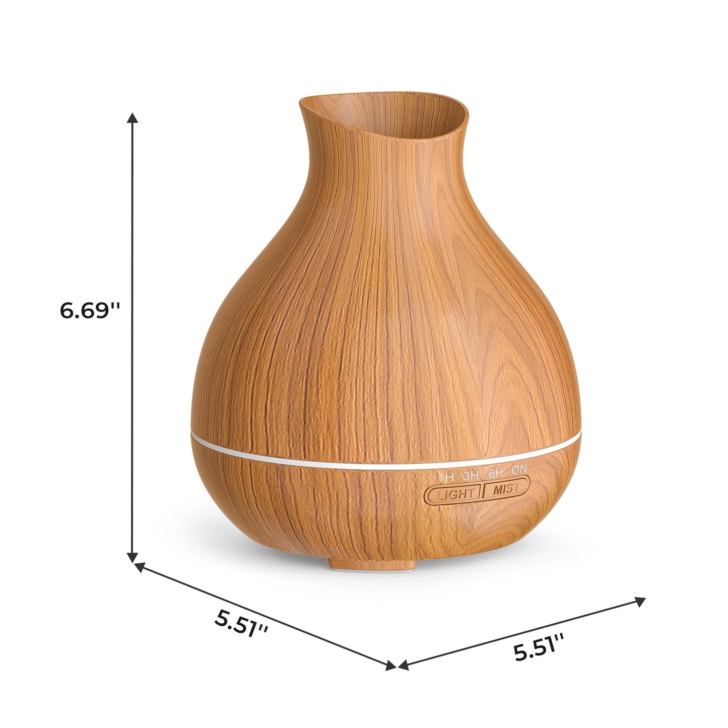 Aromatherapy Essential Oil Diffuser 550ml 12 Hours Wood Grain Aroma Diffuser with Timer Cool Mist Humidifier for Large Room, Home, Baby Bedroom, Waterless Auto Shut-Off, 7 Color Lights Changing