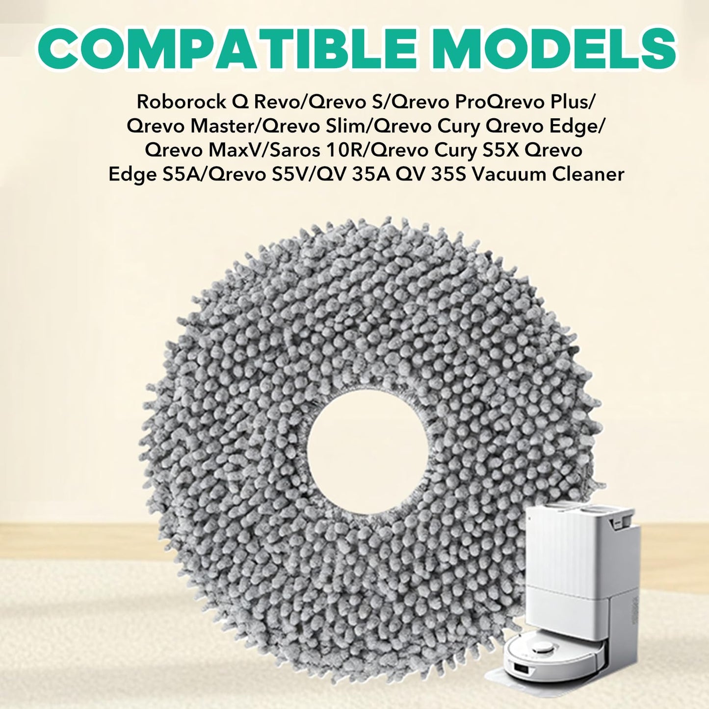 MIXEAL 12 Pack Mop Pads Accessories Compatible with Roborock Q Revo,Qrevo S/Plus/Pro/MaxV, Qrevo Master/Curv/Edge,QV 35A/ QV 35S/ S5V/ Saros 10R/ Qrevo Slim Vacuum Cleaner