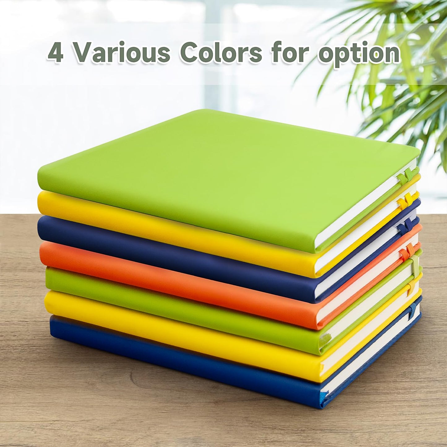 8 Pack Journal Notebook, A5 Hardcover Notebook with Elastic Band, PU Leather Classic Writing Notebook Premium Line Paper Ruled Journal for School Business Work Writing, 160Pages(4 Colors)