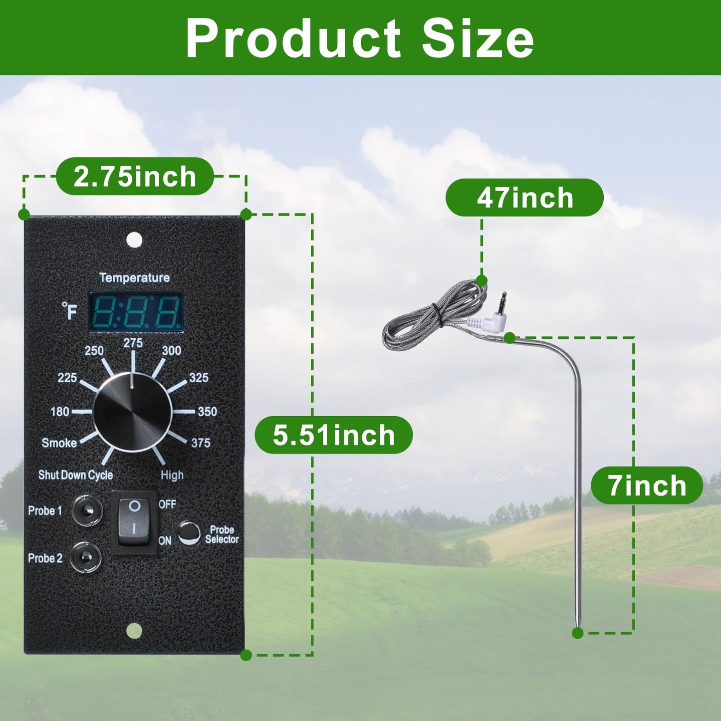 Digital Thermostat Controller Compatible with Traeger Pro 34, 20, 22 & Pellet Grills Smoker BAC365, Precision Temperature Control Panel Replacement Parts with 2 Meat Probe for BBQ