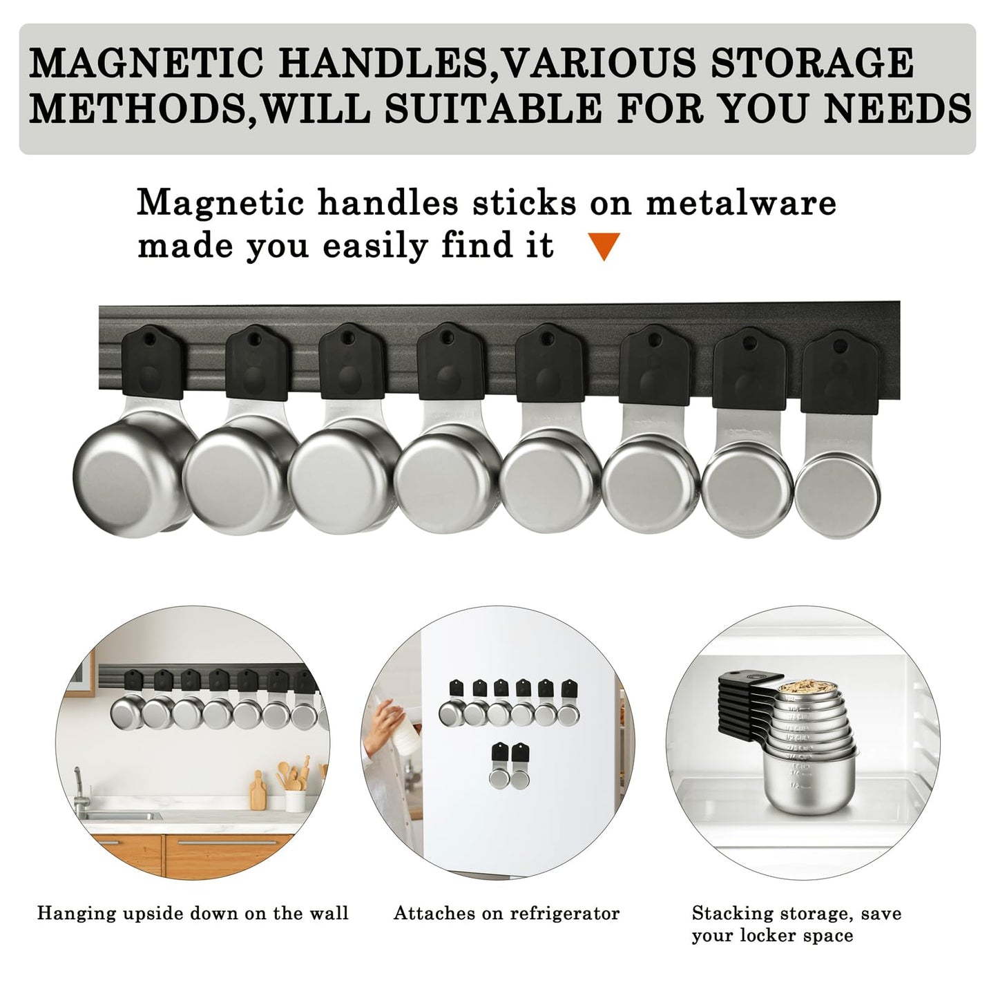 Magnetic Measuring Cups and Spoons Set of 17 Including 8 Stainless Steel Stackable Magnetic Measuring Cup 8 Magnetic Measuring Spoon with Leveler for Dry Liquid Ingredient