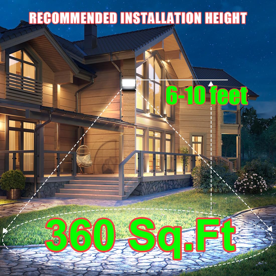 Juyace 60W LED Flood Lights Outdoor Wall Pack Light Exterior Lighting Fixtures for House 360° Rotational 6000lm 5000K IP65 Waterproof Modern Security Floodlights for Above Garage