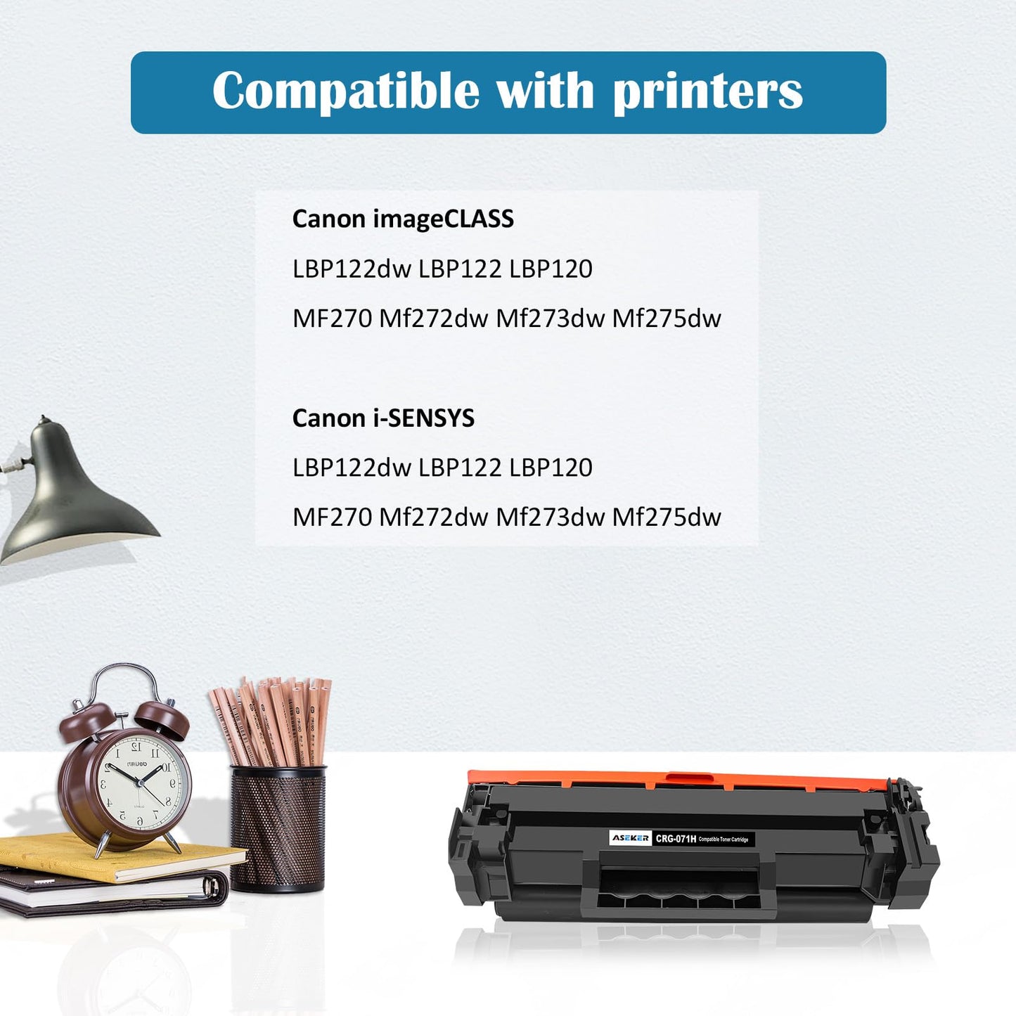 Aseker Compatible 071H CRG071H CRG-071H Toner Cartridge for Canon imageCLASS LBP122dw LBP122 LBP120 MF270 MF272dw MF273dw MF275dw Printers High Capacity 2500 Pages ( Black x 1 )