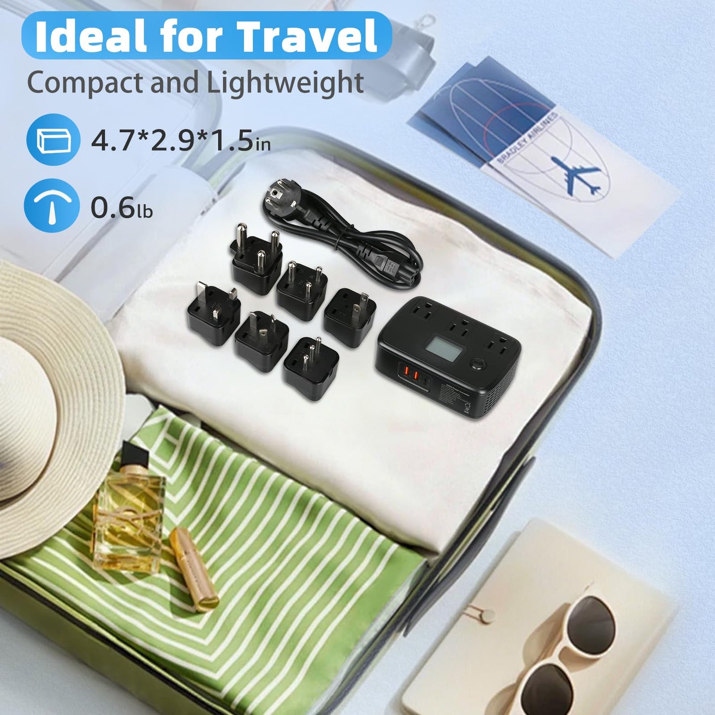 Voltage Converter 220v to 110v with PD 30W, QC3.0 and LCD Display, Universal Travel Adapter 250W Travel Power Converter Canada to Europe, UK,AU,Italy,Asia,India,South Africa