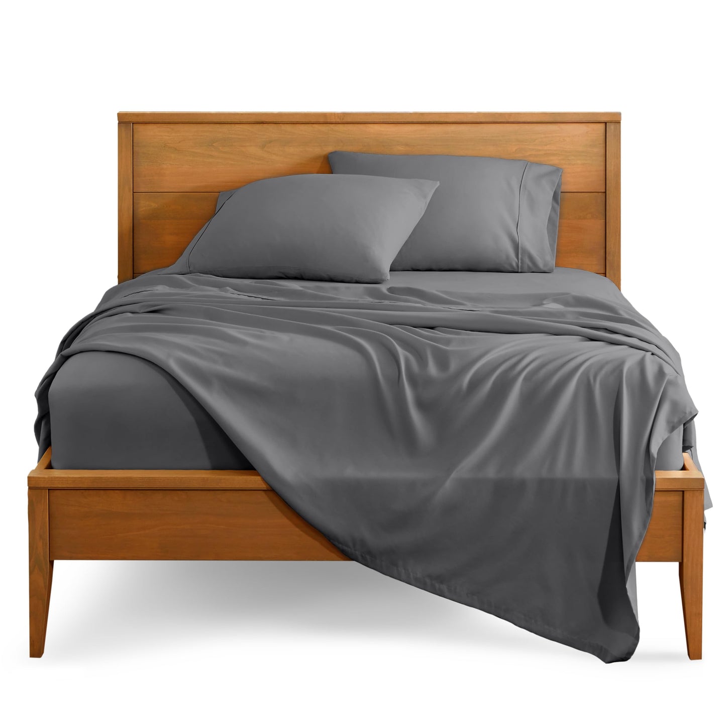 Bare Home Queen Sheet Set - 1800 Ultra-Soft Microfiber Queen Bed Sheets - Double Brushed - Queen Sheets Set - Deep Pocket - Bedding Sheets & Pillowcases (Queen, Grey)