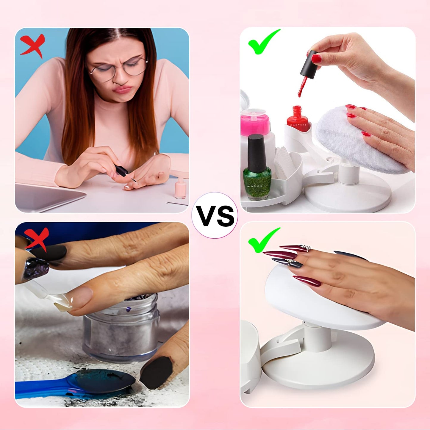 Makartt Nail Gel Polish Nail Design Base Studio Tool with Gel Holders and Multi Angle Rest, Great Support for Nail Salon Home DIY Manicure Pedicure Nail Art