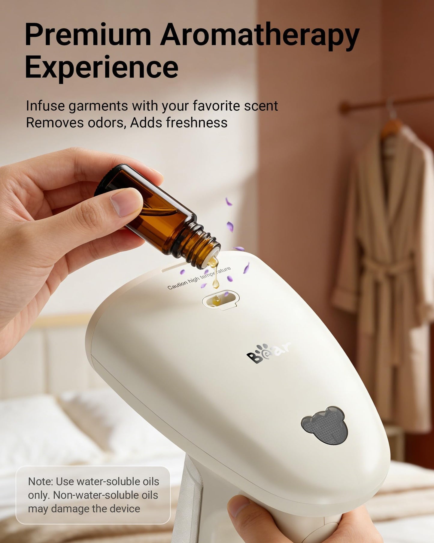 Bear Steamer for Clothes, 1300W Handheld Clothes Steamer,Garment Steamer with 230ml Tank,Fast Heat-up, Auto-Off, Steam Iron for Fabric Wrinkle Remover with Brush