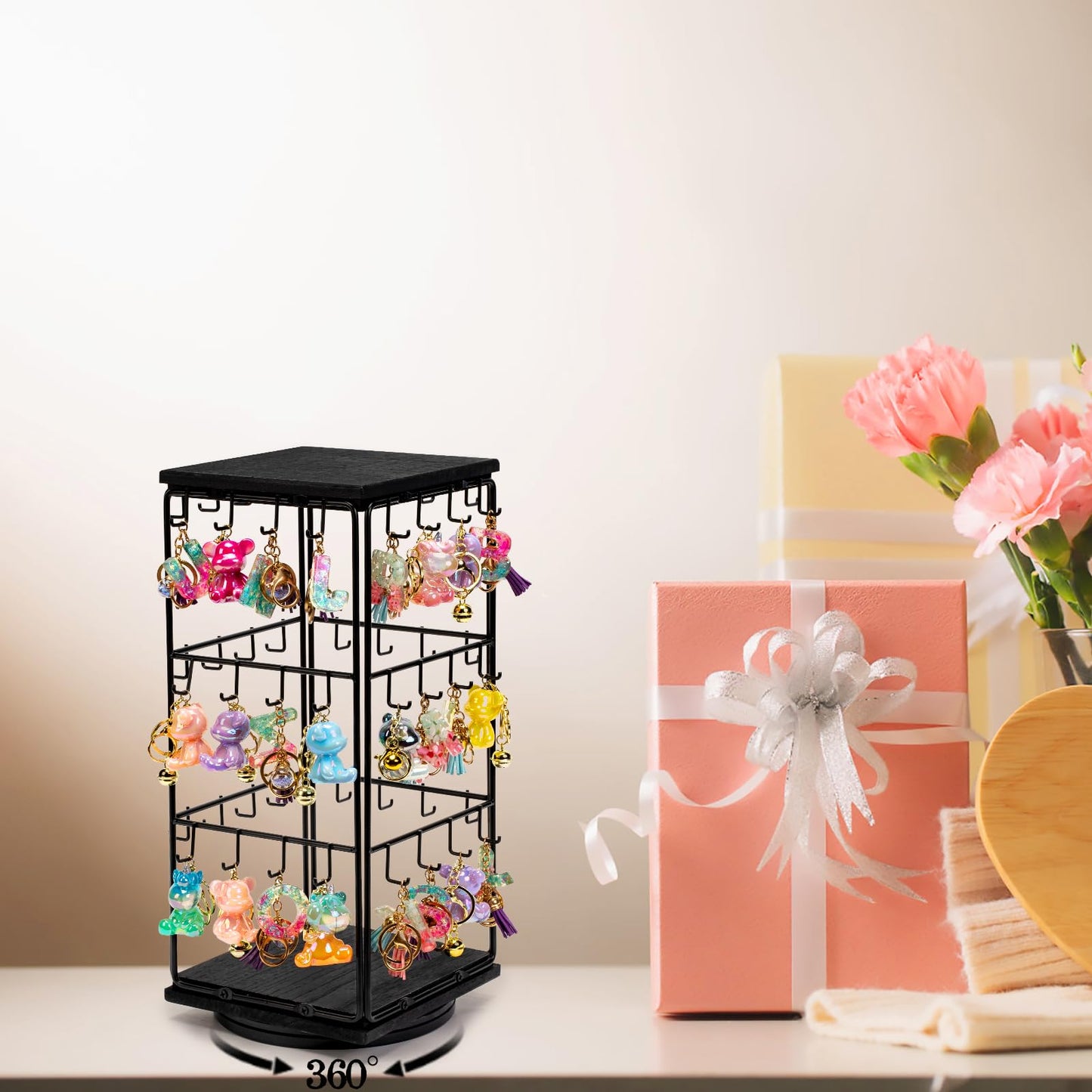 Yoimori 360 Rotating Earring Display Stands for Selling, Earring Rack Display Holder Organizer Stand, Jewelry Display for Vendors Selling Earring Cards, Necklaces, Bracelets, Hair Accessories