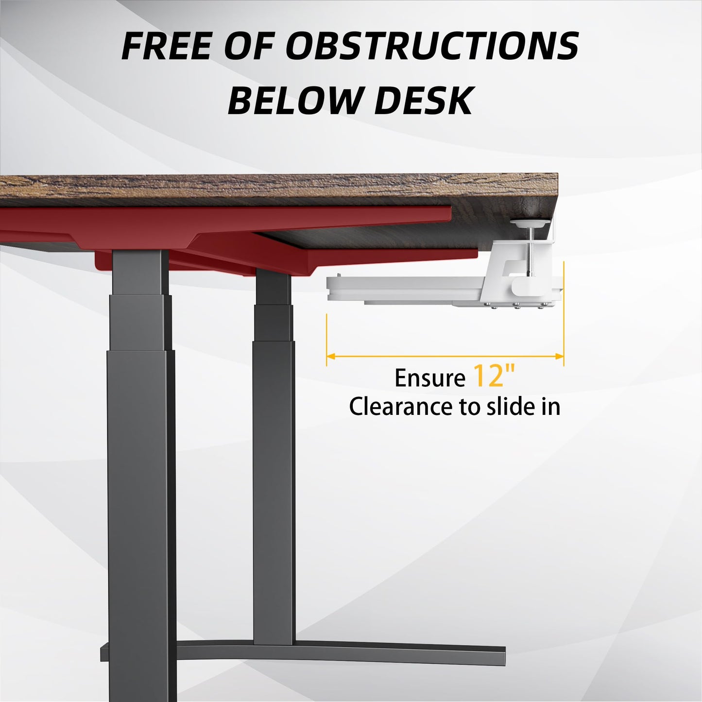 ETHU Keyboard Tray, 26.77" X 11.81" Large Size Keyboard Tray Under Desk with C Clamp-on Mount Easy to Install, Computer Keyboard Stand for Home and Office Wood