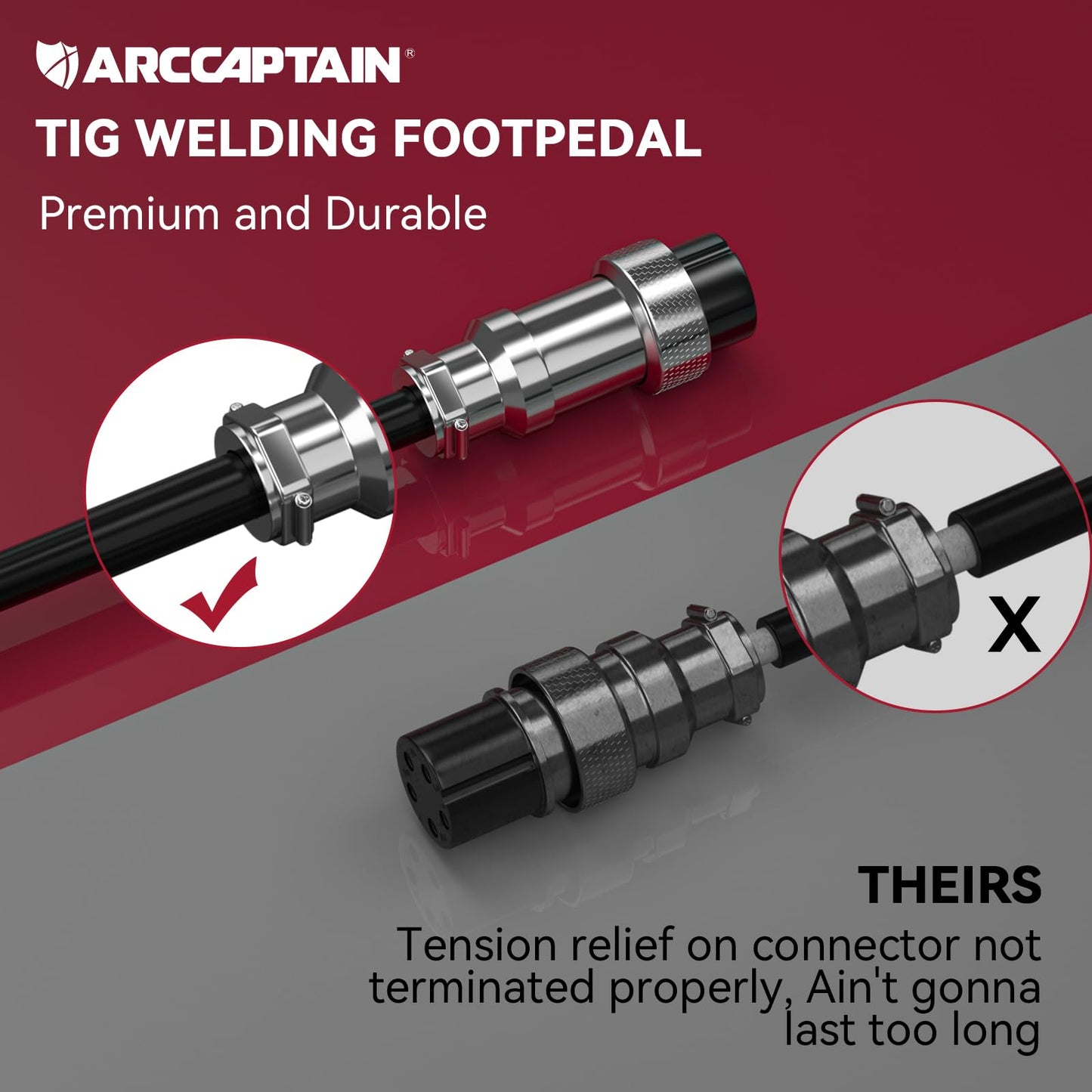 ARCCAPTAIN TIG 5-pin Welding Foot Pedal - Remote Amp Control TIG Foot Pedal, 10 Feet Cable for ARCCAPTAIN TIG200, TIG200P ACDC