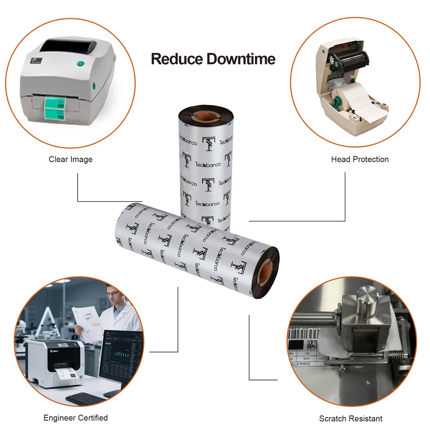 10 Rolls Desktop Thermal Transfer Ribbons -Enhanced Wax, 4.33" x 244'(110mm x 74m), 0.5”Core, for Zebra Desktop Printer