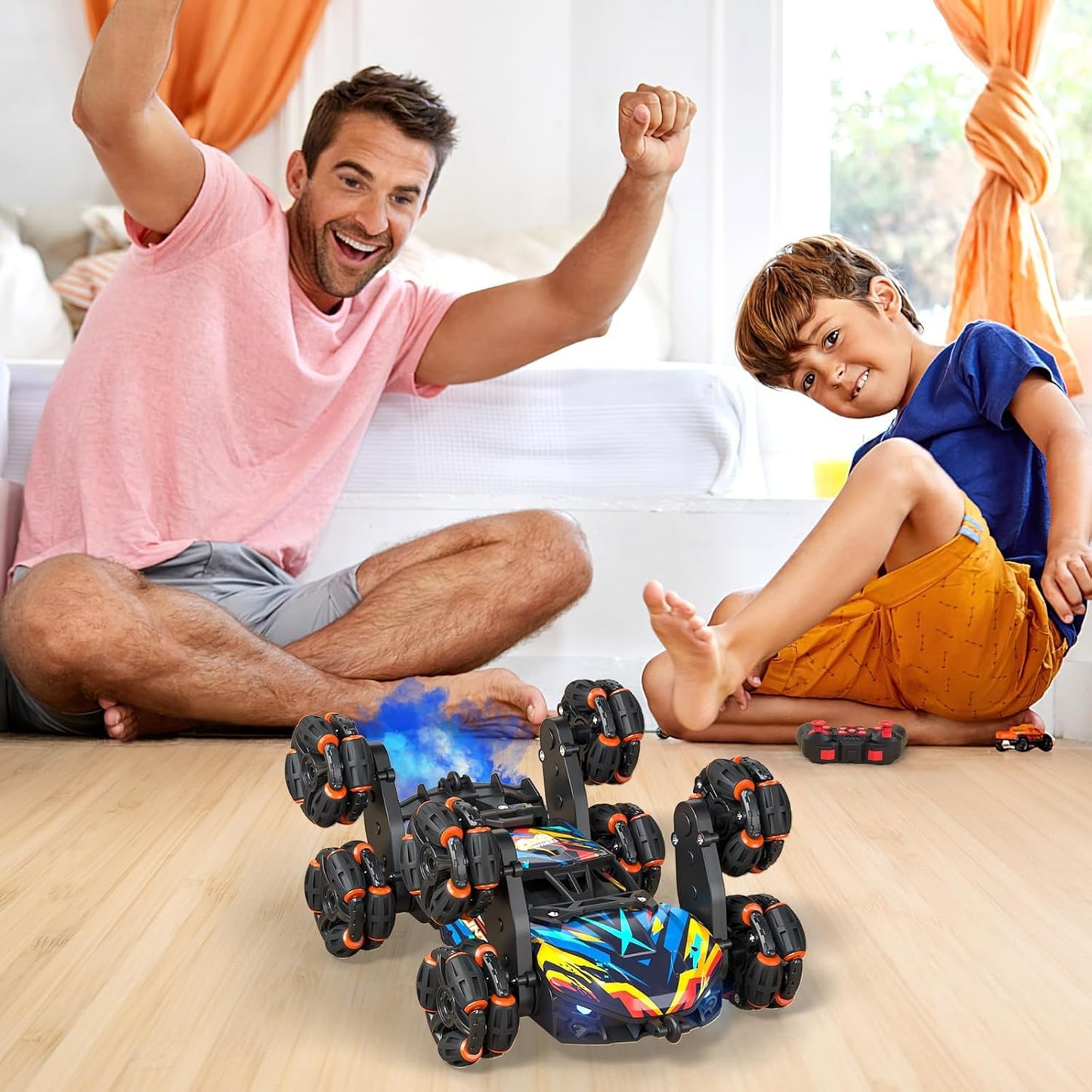 8WD Gesture Sensing Road Stunt Car, Remote Control Cars with LED Light, Music and Spray, Drift RC Car Toys Gifts for 6-12 Years Old Boys Girls