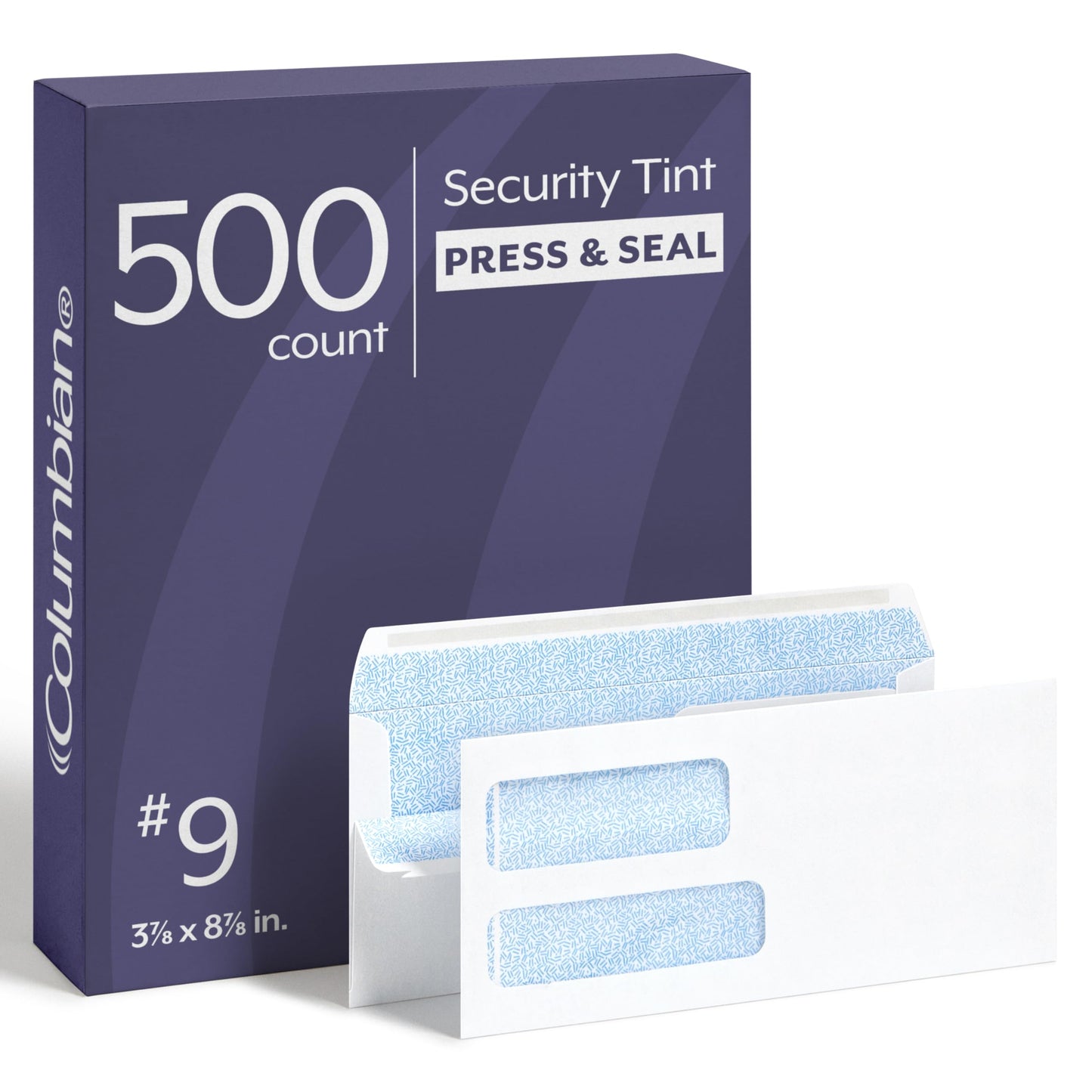 Columbian Envelopes, #9 Security, 500 Per Box, Double Window, REDI-Seal Self-Seal, White, 3-7/8" x 8-7/8", Security-Tinted Interior for Invoices and QuickBooks Statements