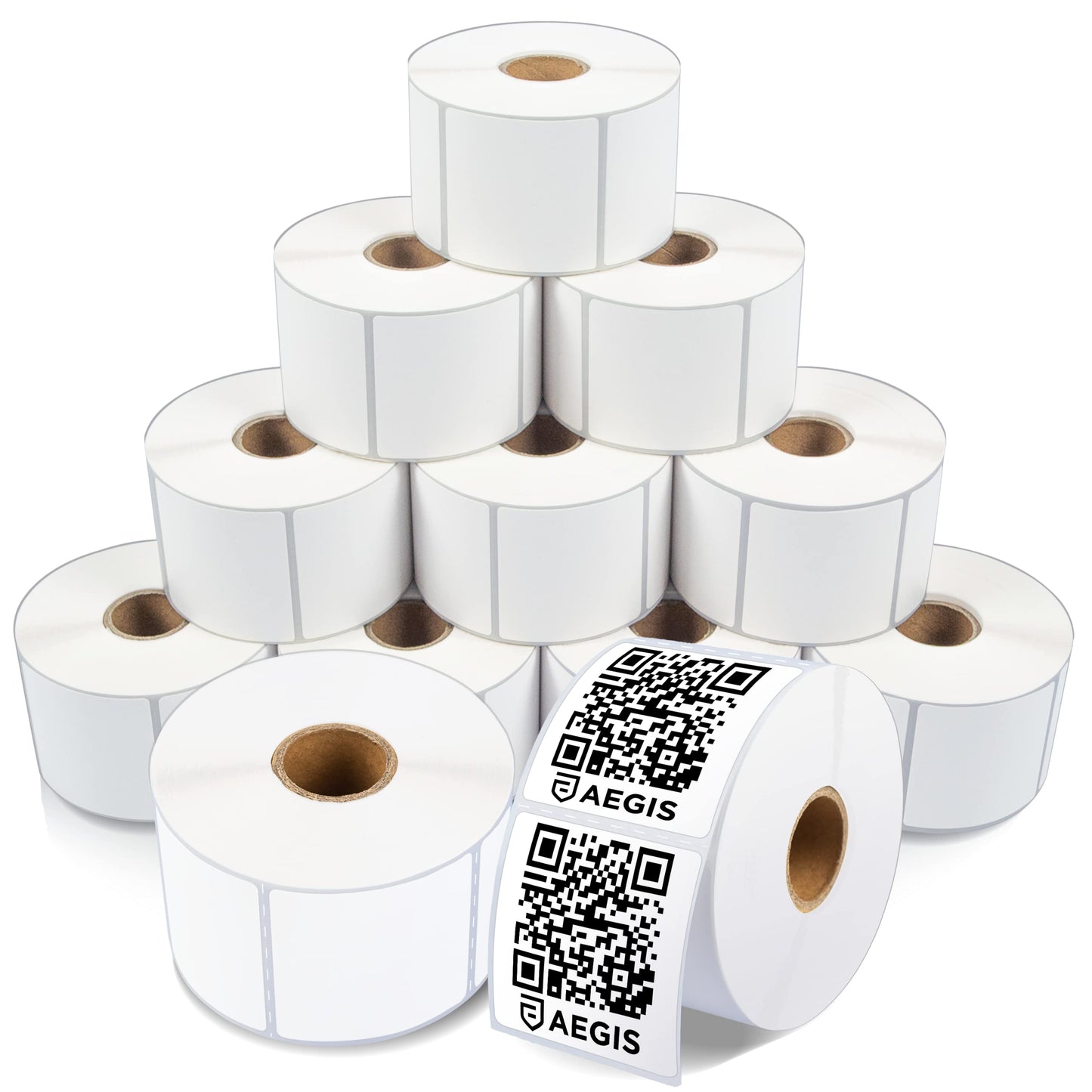 Aegis Adhesives - 2" X 2" Square Direct Thermal Labels (12 Rolls, 700 Labels/Roll) Multipurpose for QR Codes, Barcodes - Perforated, Compatible with Rollo, Zebra, and Other Desktop Label Printers