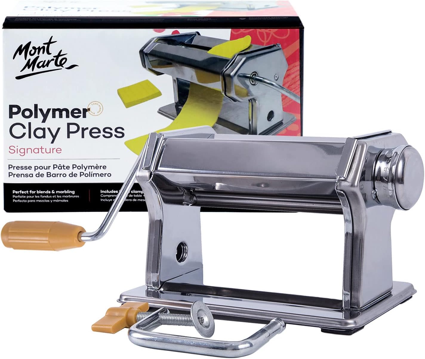 Mont Marte Polymer Clay Press Signature with Adjustable Rollers (9 settings) Durable Steel, Ideal for Conditioning Polymer Clay