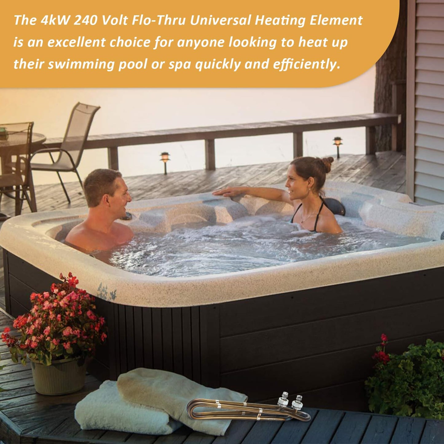 ArrogantF 4.0KW 240V Univeral Heater Element Replacement for Balboa Spa Heater Element 4.0 KW 58104 or Flo-Thru Hot Tub Spas Electric Heaters (10 inch)