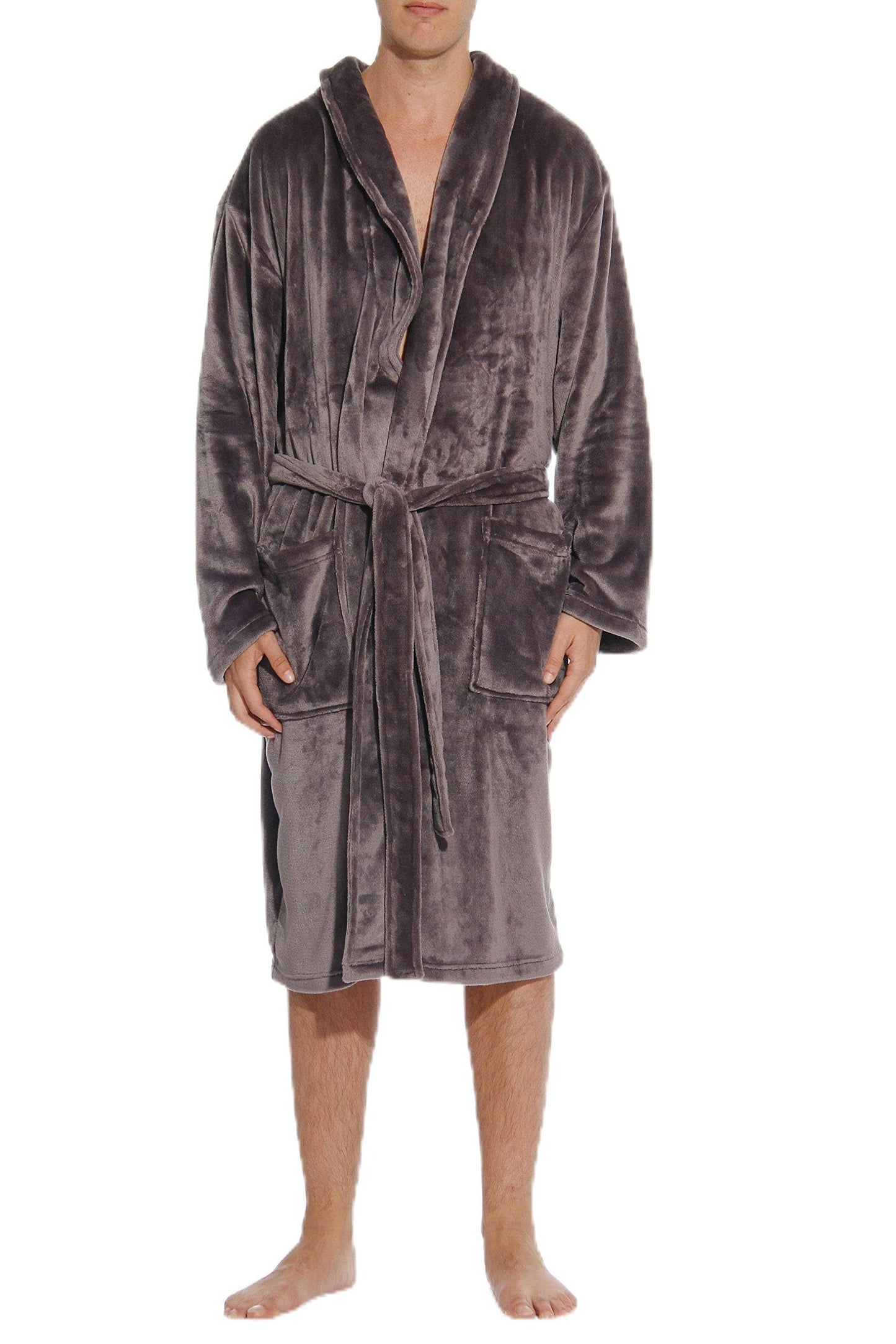 46901-GRY-M #FollowMe Velour Robe/Robes for Men