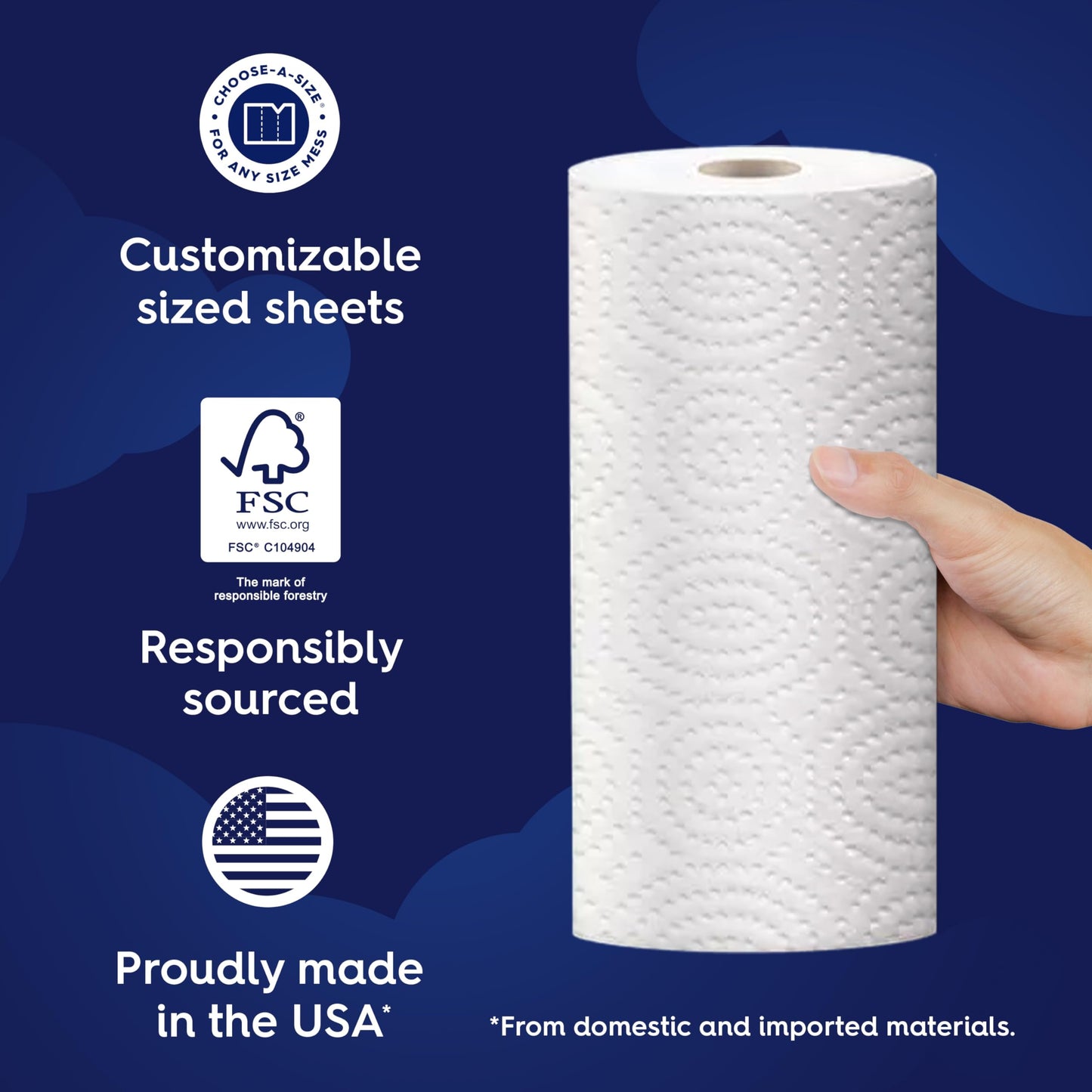 White Cloud Ultra PRO Ultra Absorbent Paper Towel, Choose-a-Size Sheets, 2 Packs of 6 Double Rolls = 24 Regular Rolls