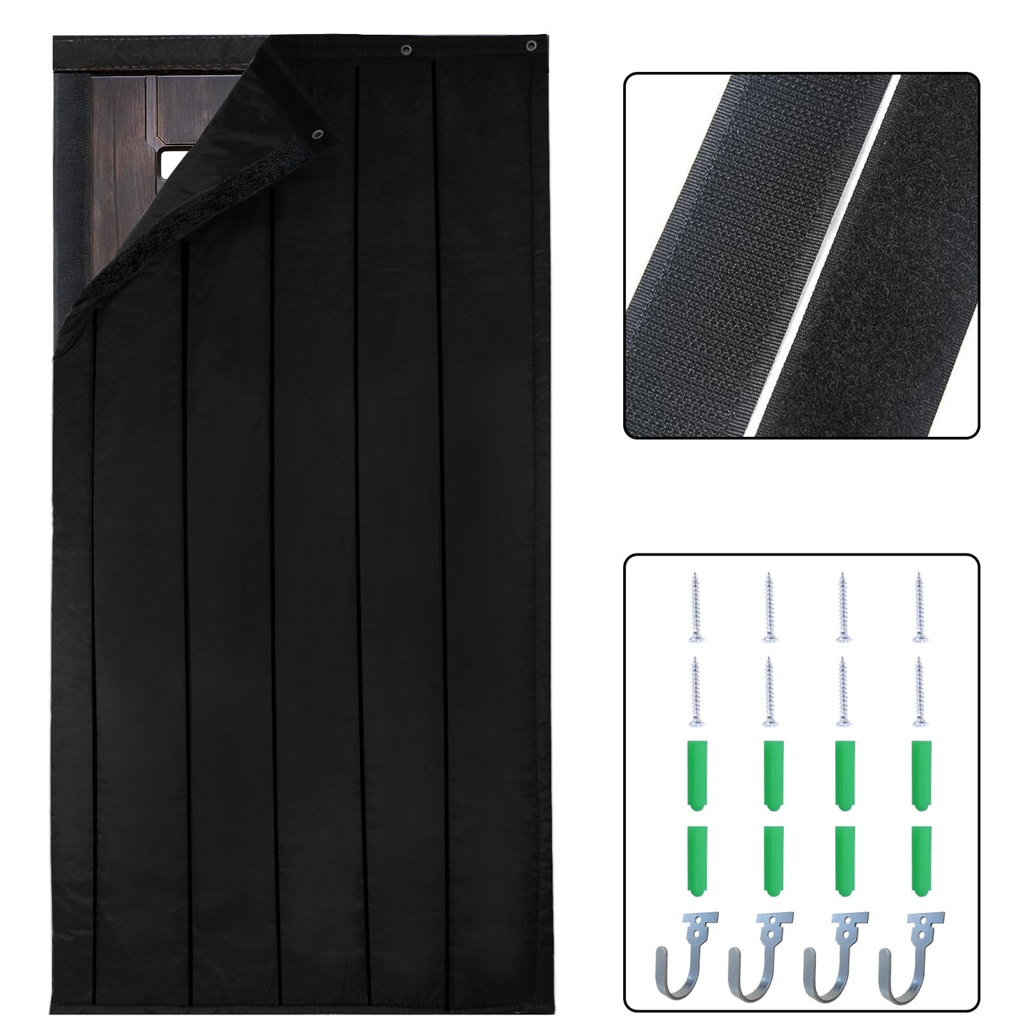TroyStudio Thick Door Soundproofing Blanket, 37.5 x 86.6 x 0.8 inches Heavy Window Sound Barrier Sheet, Home Acoustic Dampening Curtain Divider, Wall Noise Blocker for Bedroom Music Recording Studio