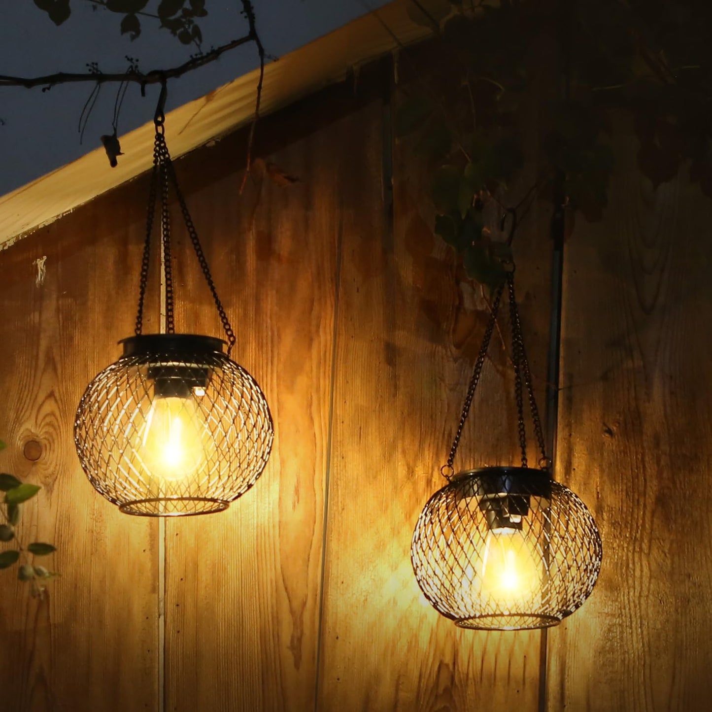 Solar Lantern Outdoor, KagoLing Upgraded Hanging Solar Lights Outdoor Garden Christmas Decorations Decorative Lighting Solar Powered Waterproof Tree Lantern for Garden Yard Patio Pathway, 2 Pack