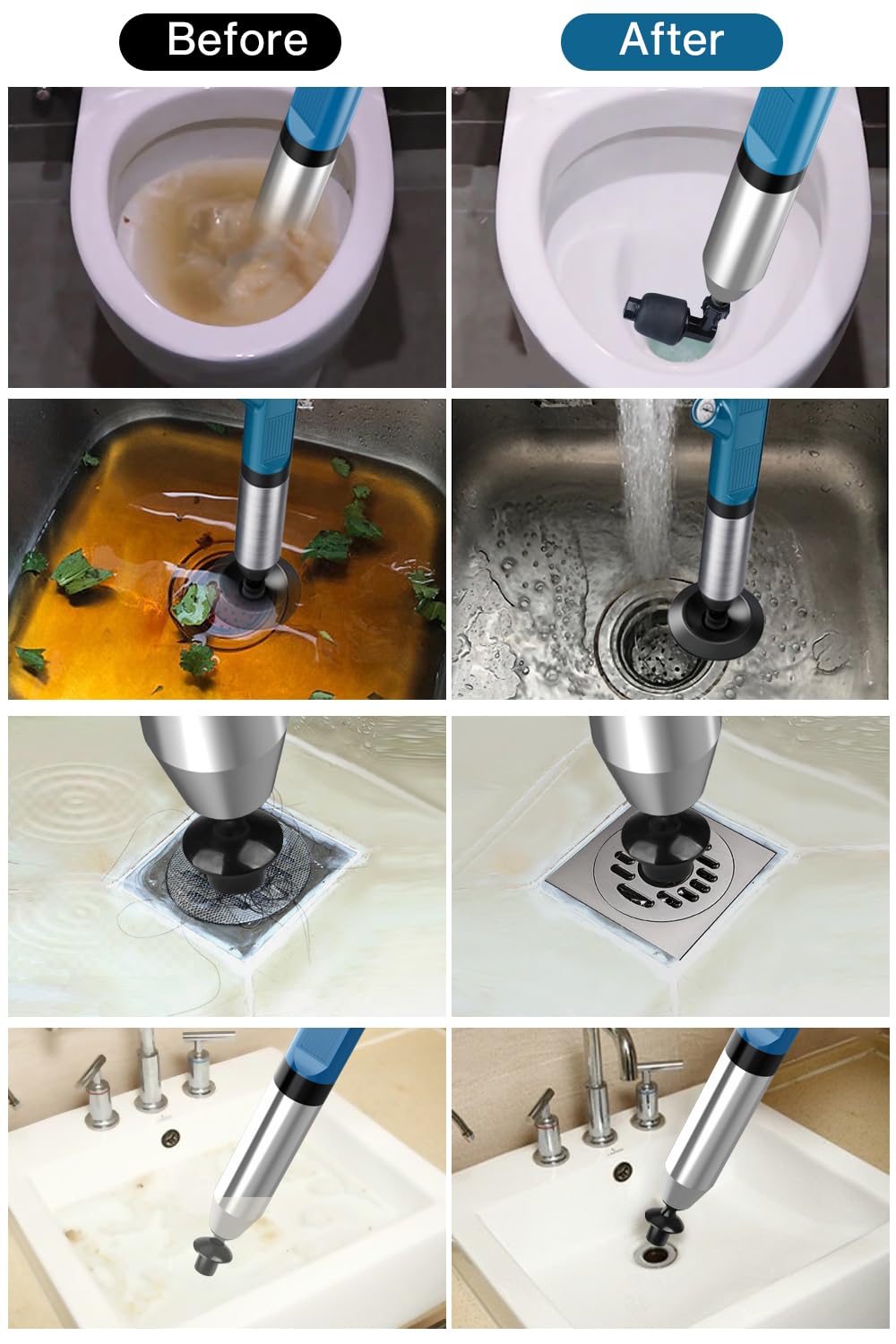 Lytool High-Pressure Air Drain Unblocker Plunger for Toilet & Sink – Powerful Burst Clears Hair, Grease & Debris for Pipes & Septic Systems