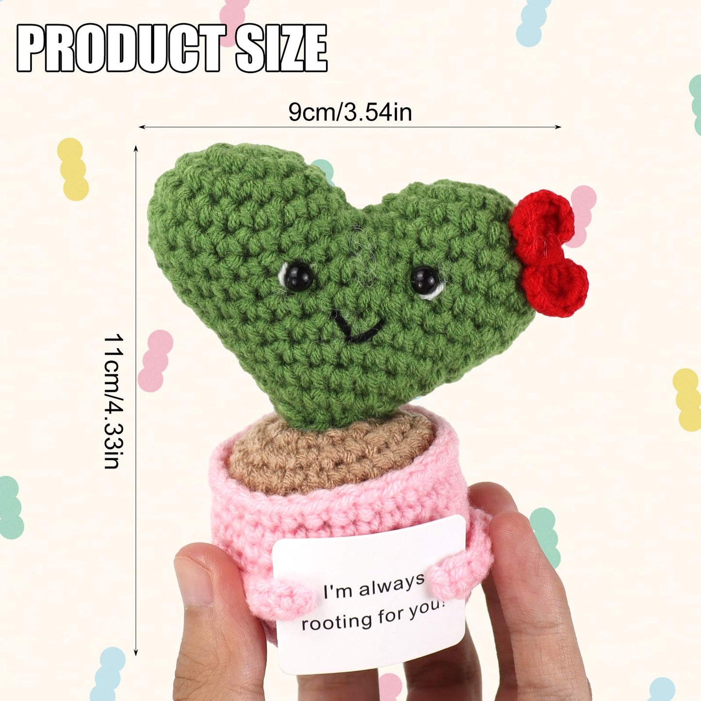 20 PCS Mini Positive Crochet Animals Bulk with Inspirational Cards Emotional Support Crochet Dolls Handmade Graduation Teacher Employee Appreciation Gifts for Teen Women Men Coworkers