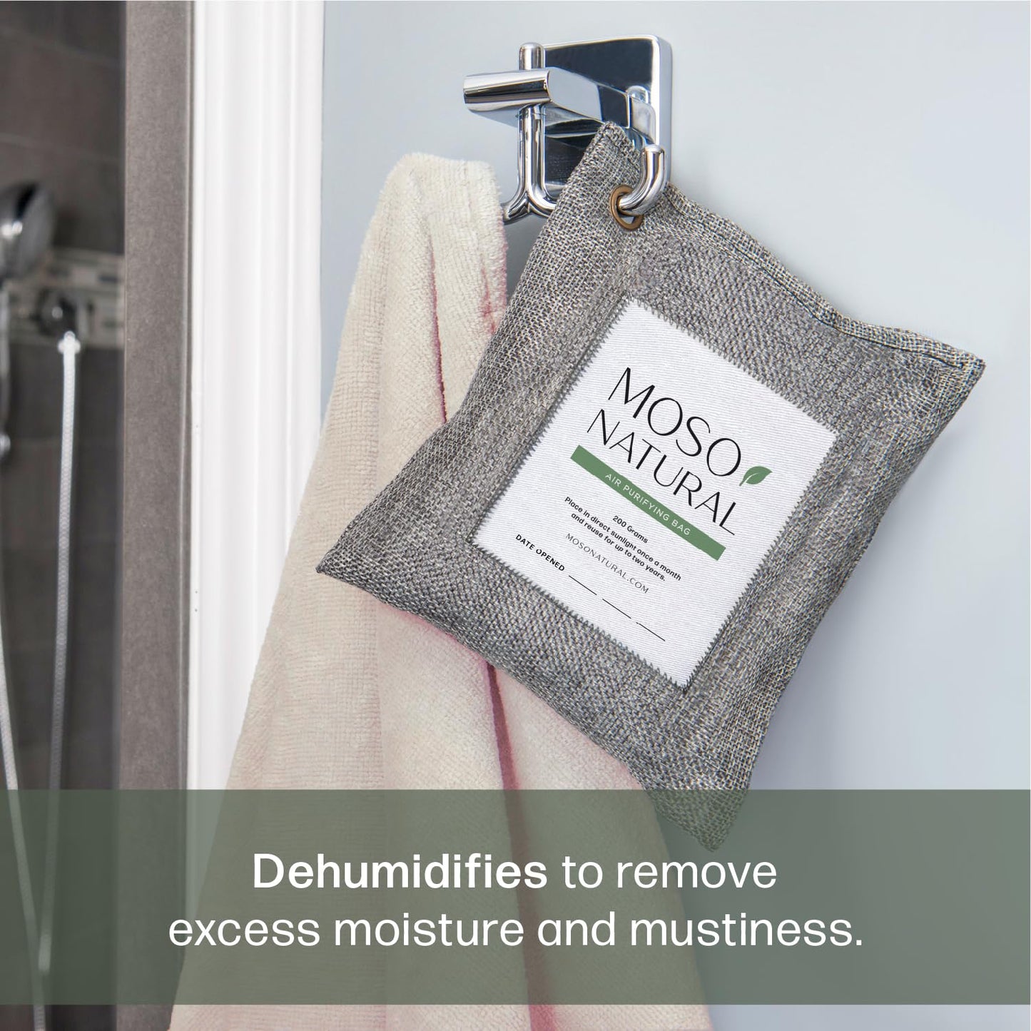 Moso Natural Air Purifying Bag 200g | Premium Bamboo Charcoal Odor Absorber for Home & Car | Closet Odor Eliminator, Small Room Deodorizer & Car Air Freshener | Long Lasting Charcoal Bags (5 Pack)