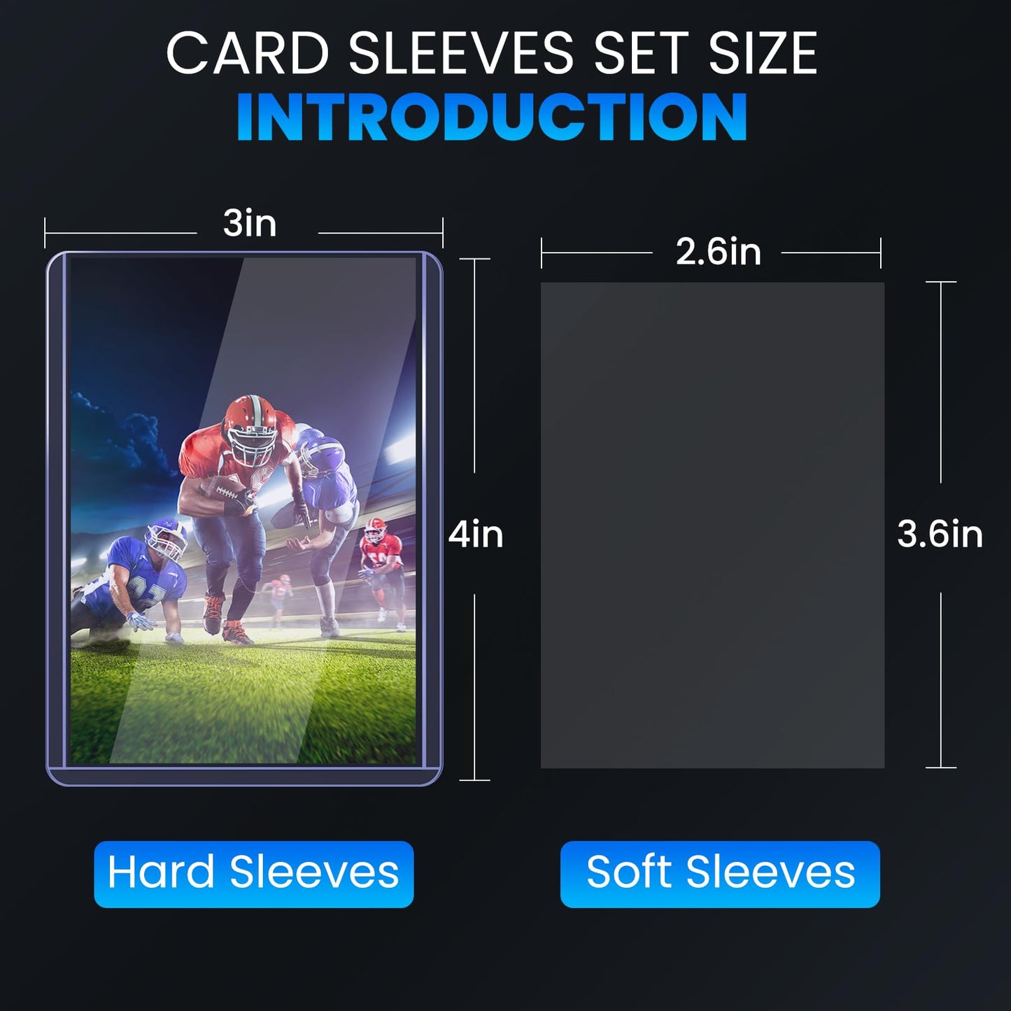1000 Card Sleeves Top Loaders for Cards, 3" x 4" Hard Plastic Toploaders, Baseball Card Protectors, Trading Card Holder for Football Sports Cards (500 Toploaders + 500 Penny Sleeves)