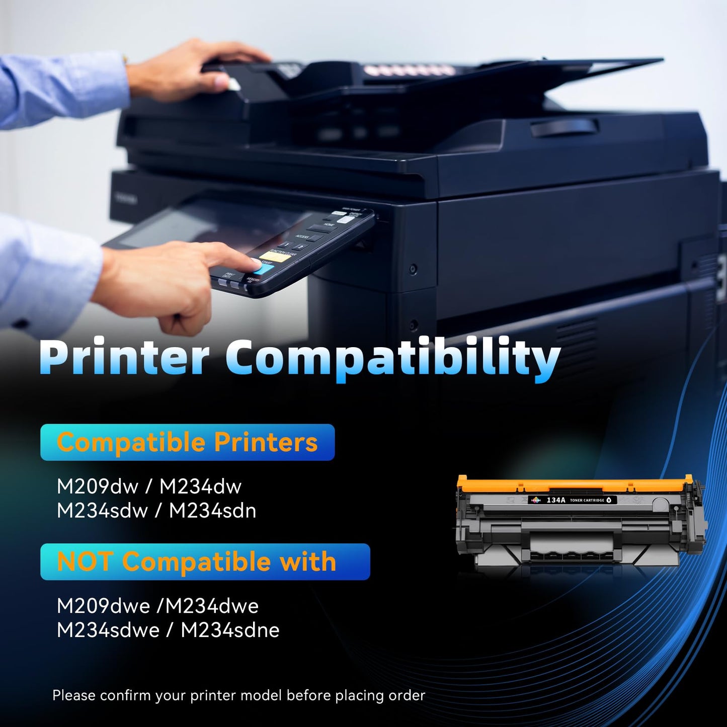SANUNE 134A Toner Cartridge Replacement for HP 134 A 134X W1340A W1340X Black Toner Cartridges for HP M209dw M234dw M234sdw M234sdn Printer Ink (1 Pack, with Chip)