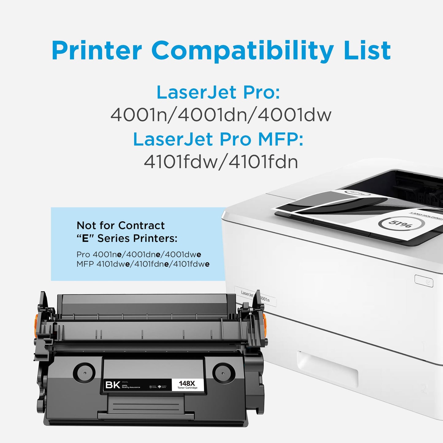 148X W1480X Compatible Toner Cartridge Replacement for HP 148 for HP148X for HP-148X 148A W1480A Compatiable with HP Color Laserjet Pro MFP 4001n/4001dn/4001dw/4101fdw/4101fdn(2 Pack)