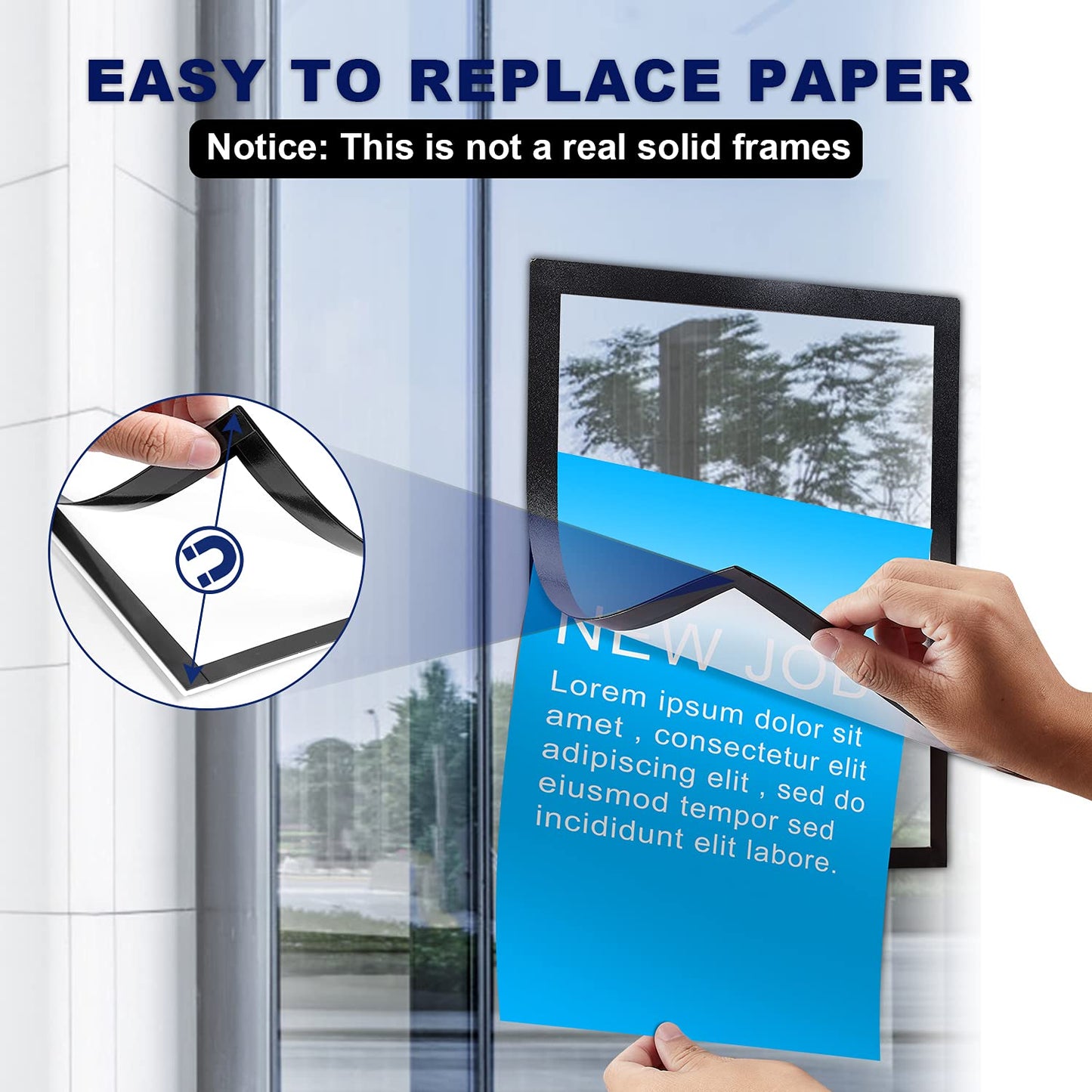 30 Pcs Magnetic Signs Holder, for 8.5" x 11" Letter, Sturdy PVC Magnet Document Holder, Magnet Picture Poster Frame, Can Self-Adhesive Wall/Door/Window or Magnetic for Refrigerator