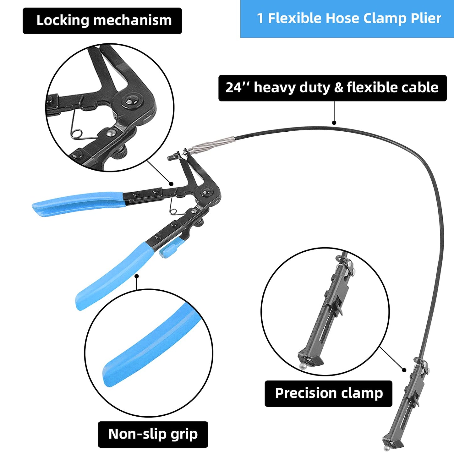 DAYUAN 9pcs Wire Long Reach Hose Clamp Pliers Set Fuel Oil Water Hose Auto Tools