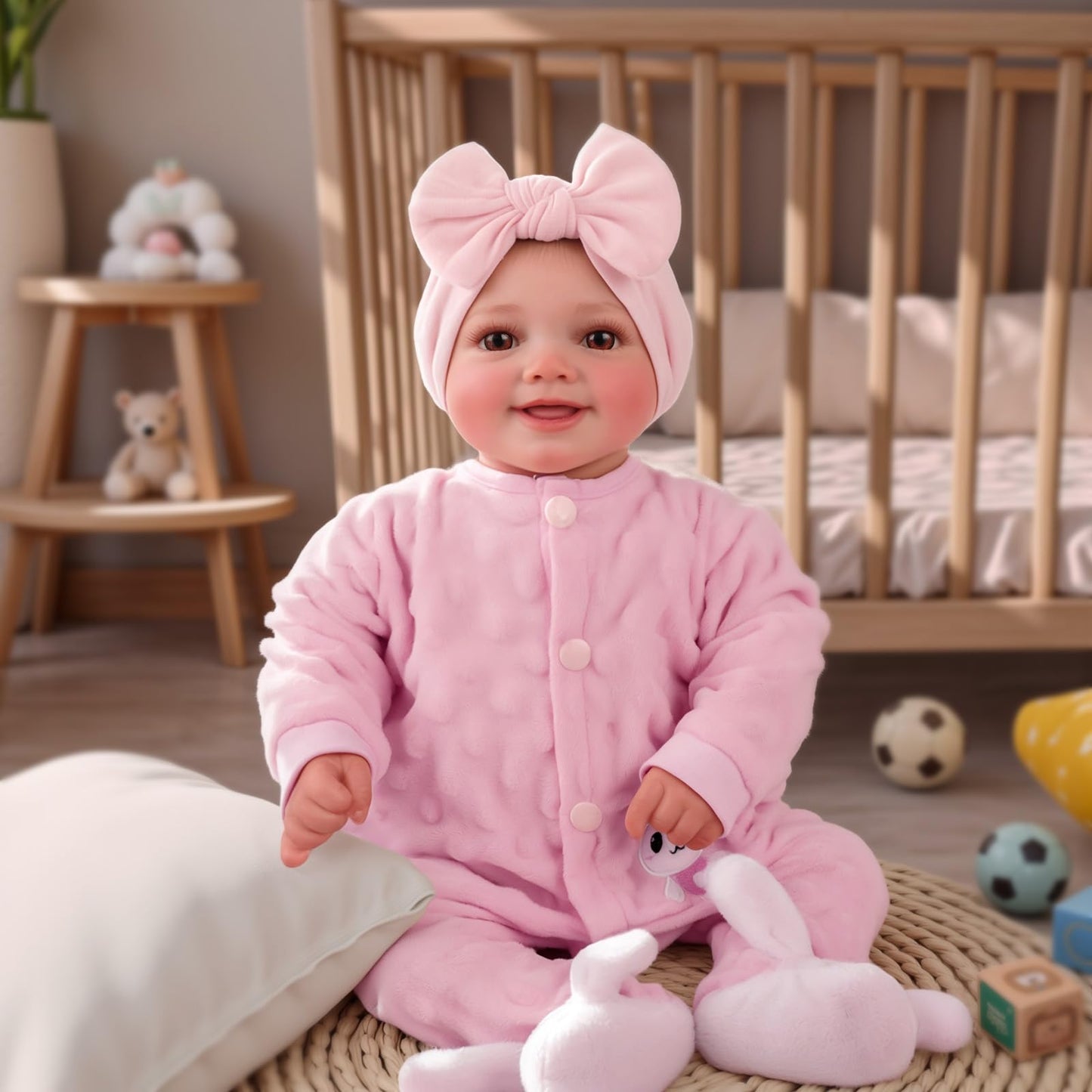 BABESIDE Reborn Baby Dolls Sunny - 17Inch Cute Soft Vinyl Realistic Baby Doll Girl Poseable Smiling Real Life Baby Dolls with Complete Accessories for 3+ Years Old Gifts