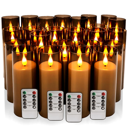 24-Pack Black LED Flameless Pillar Candles with Remote Control - Perfect for Home, Parties, Halloween and Christmas - Create a Magical Ambiance Effortlessly