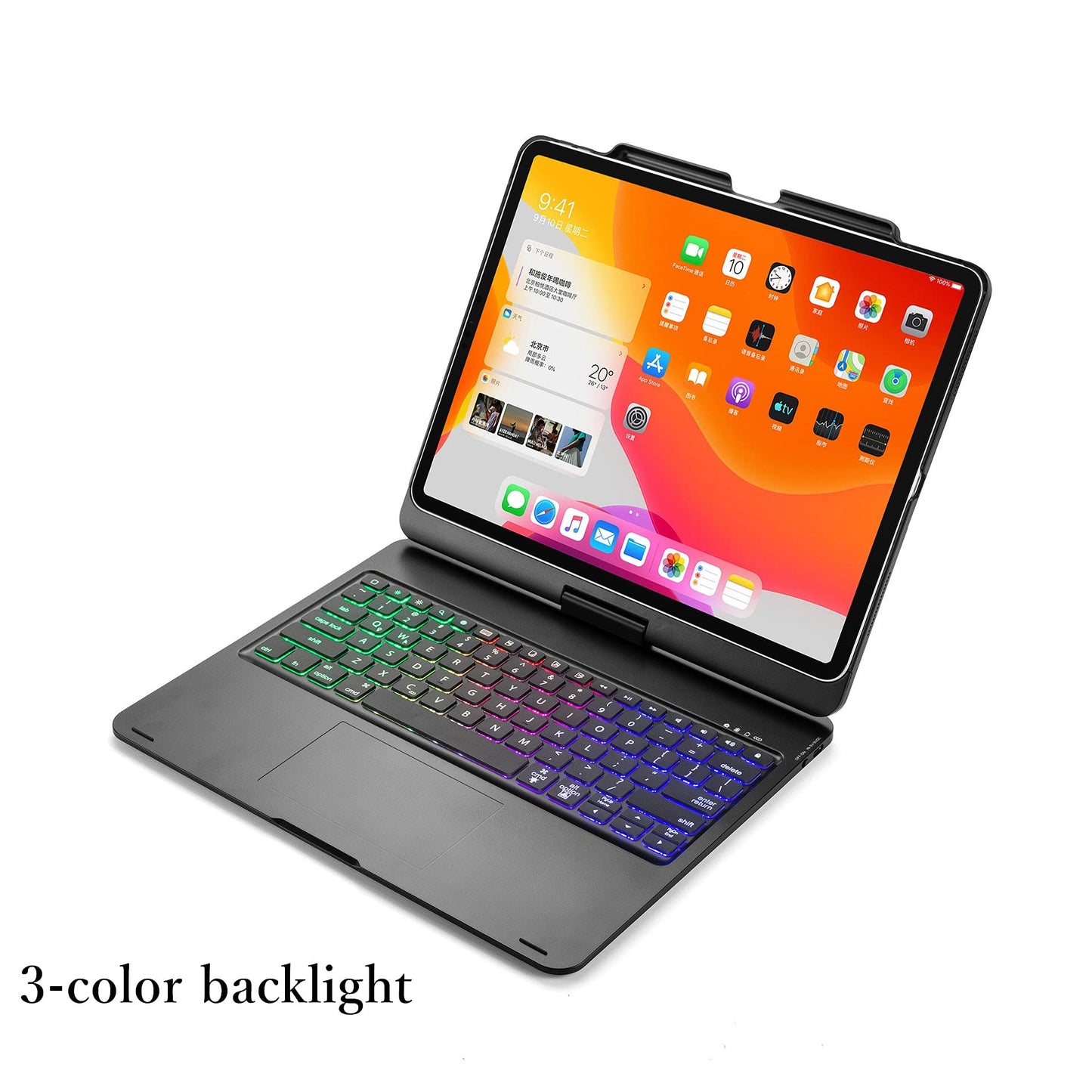 360° Rotatable Touch Keyboard for iPad Air 13 inch M2/ iPad Pro 12.9 inch 2022 6th Generation, Pro 12.9" 5th 4th 3rd Generation Backlight Keyboard Trackpad Foldable Keyboard Cover (Black)