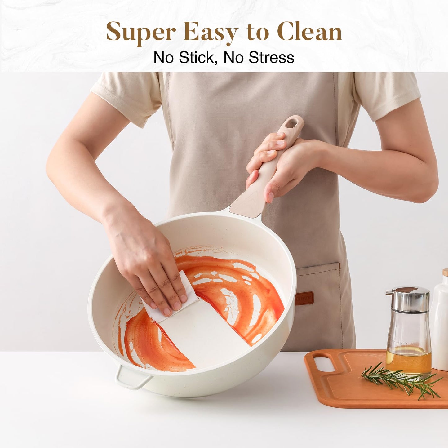 Kordisen Non-stick ceramic deep frying pan, 30cm non-toxic large frying pan with lid, healthy jumbo stove, frying pan for cooking, induction cookware, PFOA and PFOAS free