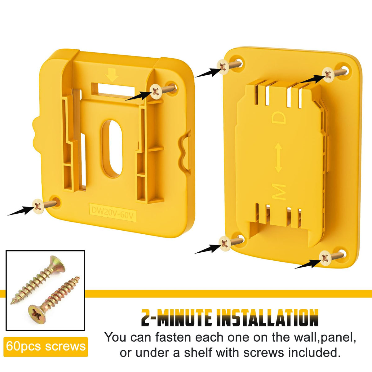 20 Pack Wall Mount Battery Holders and Tool Hangers for Dewalt 20V Power Tools, 10 Pack Battery Mounts Dock Rack Fit for 20V Batteries, 10 Pack Drill Tool Storage Holder(w/60 Screws)